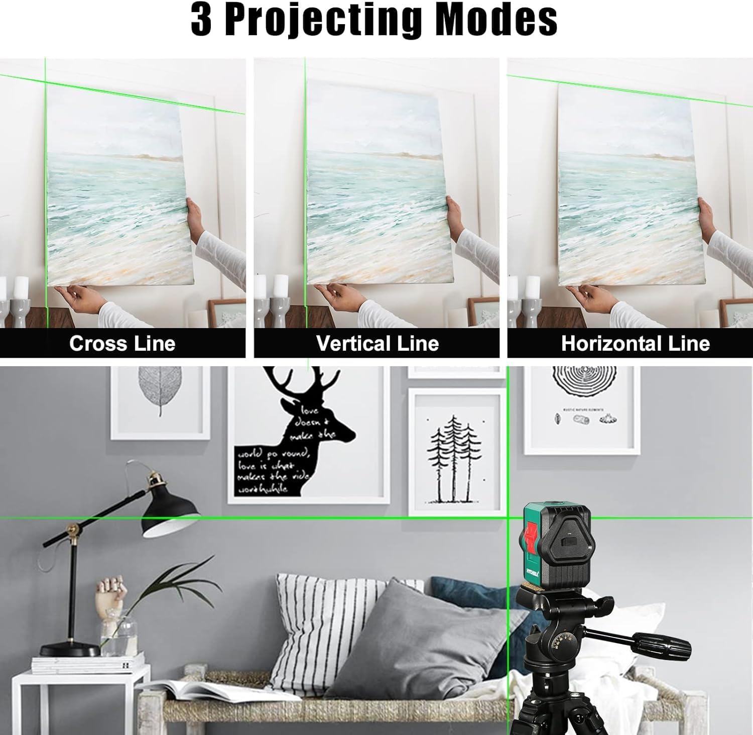Thumbnail 2 de HYCHIKA Green Laser Level: 45m Self-Leveling Cross/Vertical/Horizontal Lines with 360° Magnetic Bracket
