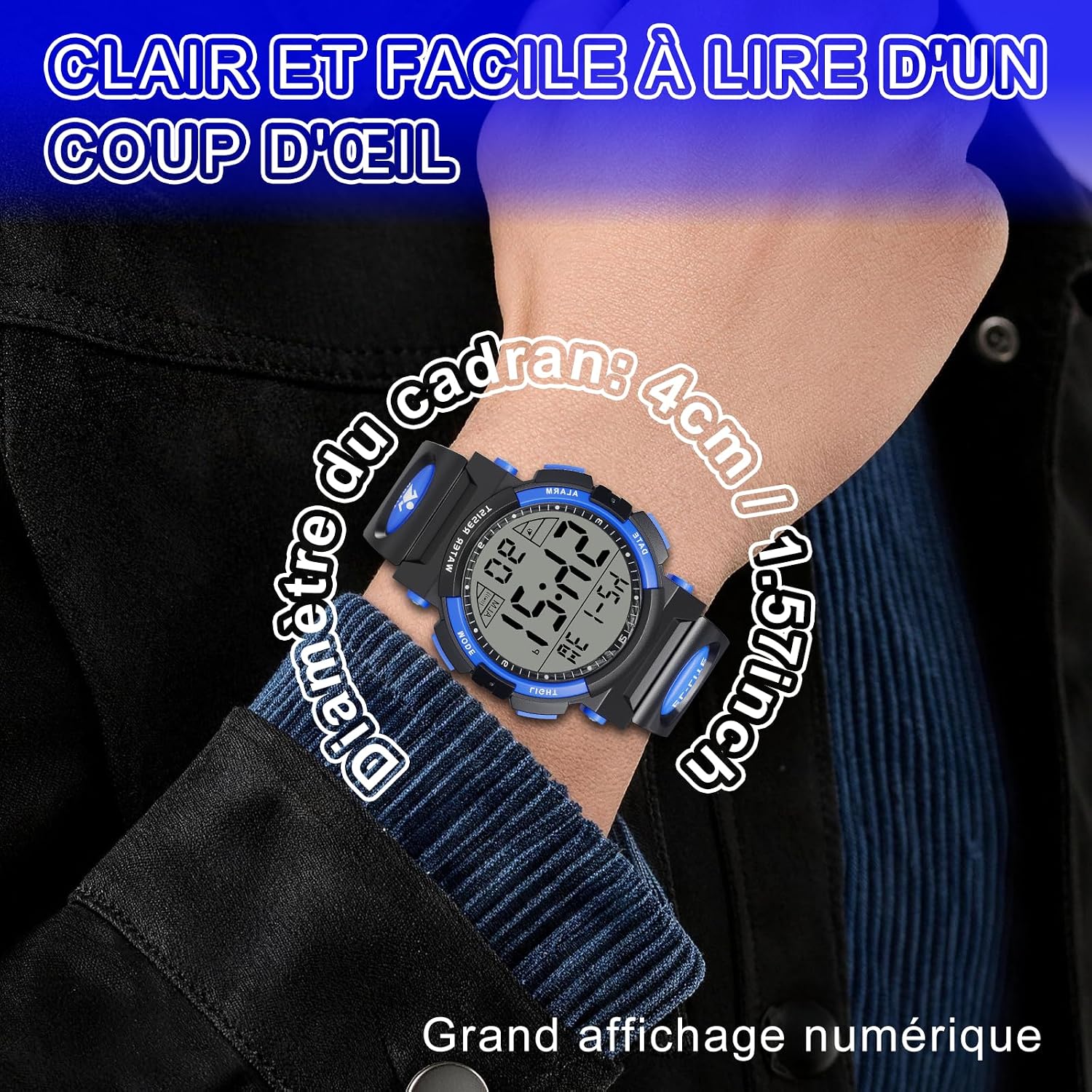 Thumbnail 6 de Juboos Montre Numérique Homme Sport Étanche 3ATM avec Rétroéclairage LED