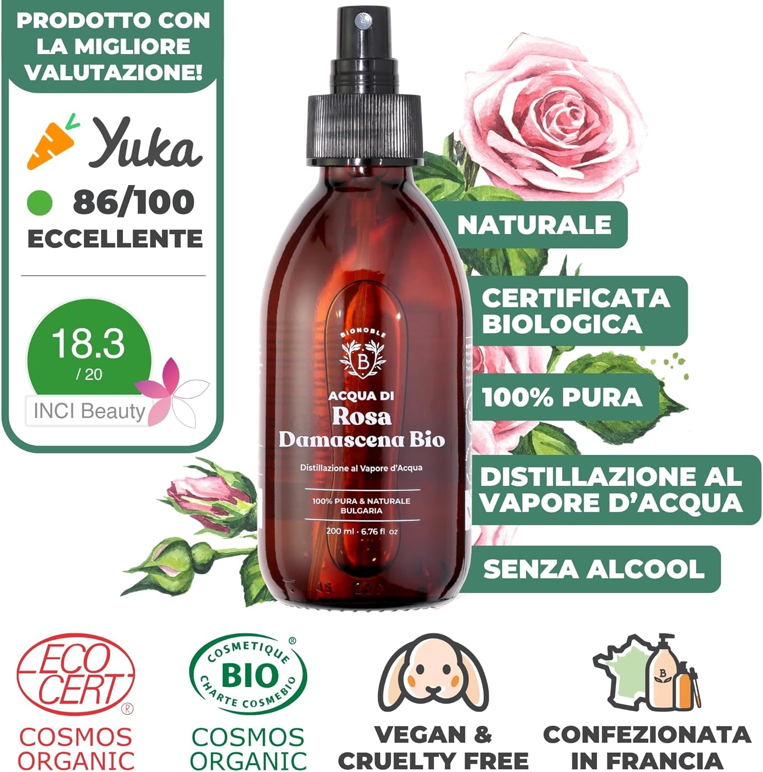 Thumbnail 1 de BIONOBLE Acqua di Rose Spray Bio 200 ml