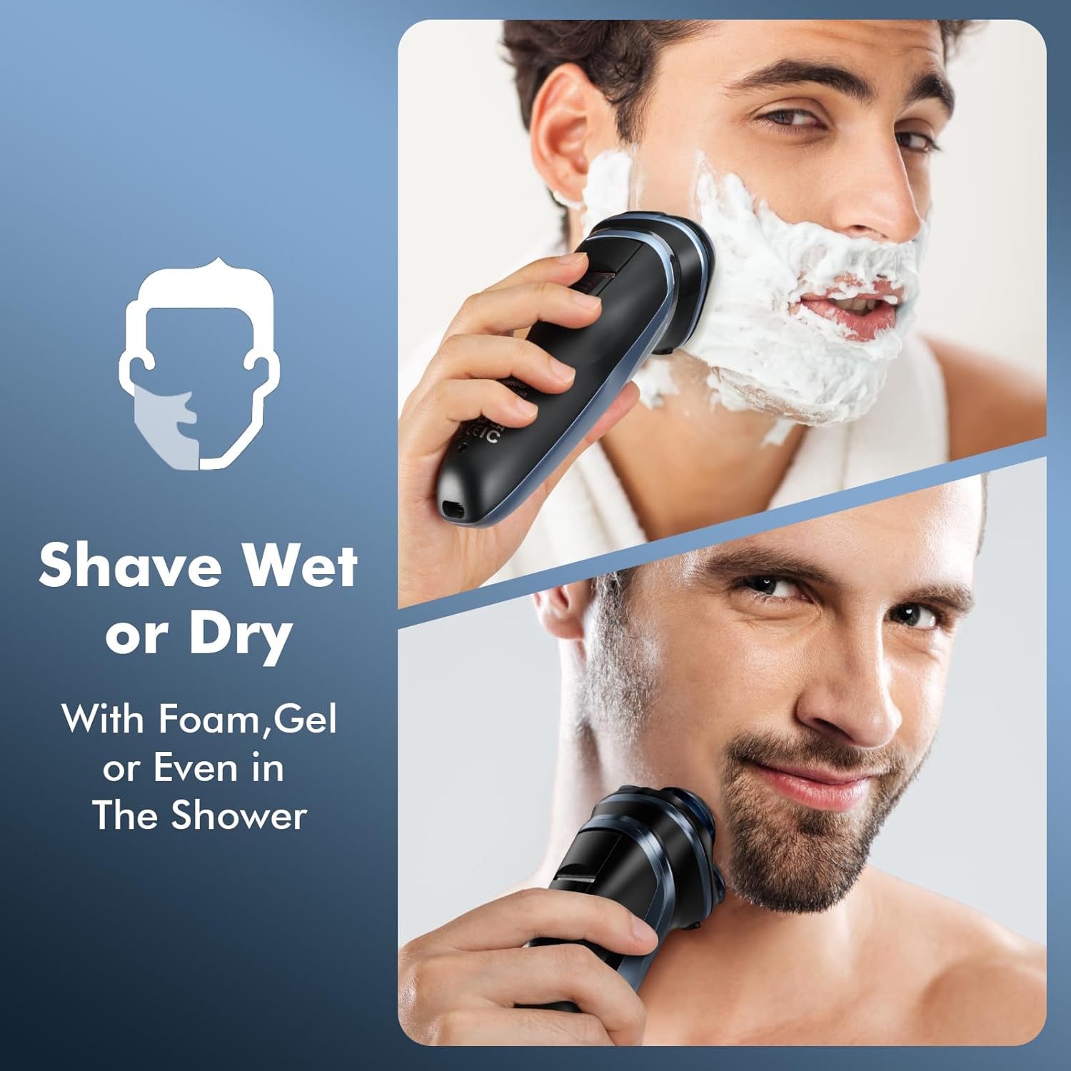 Detalle de LONKEEN Travel Electric Razor for Men with 5D Floating Head – Wet & Dry USB-C Rechargeable