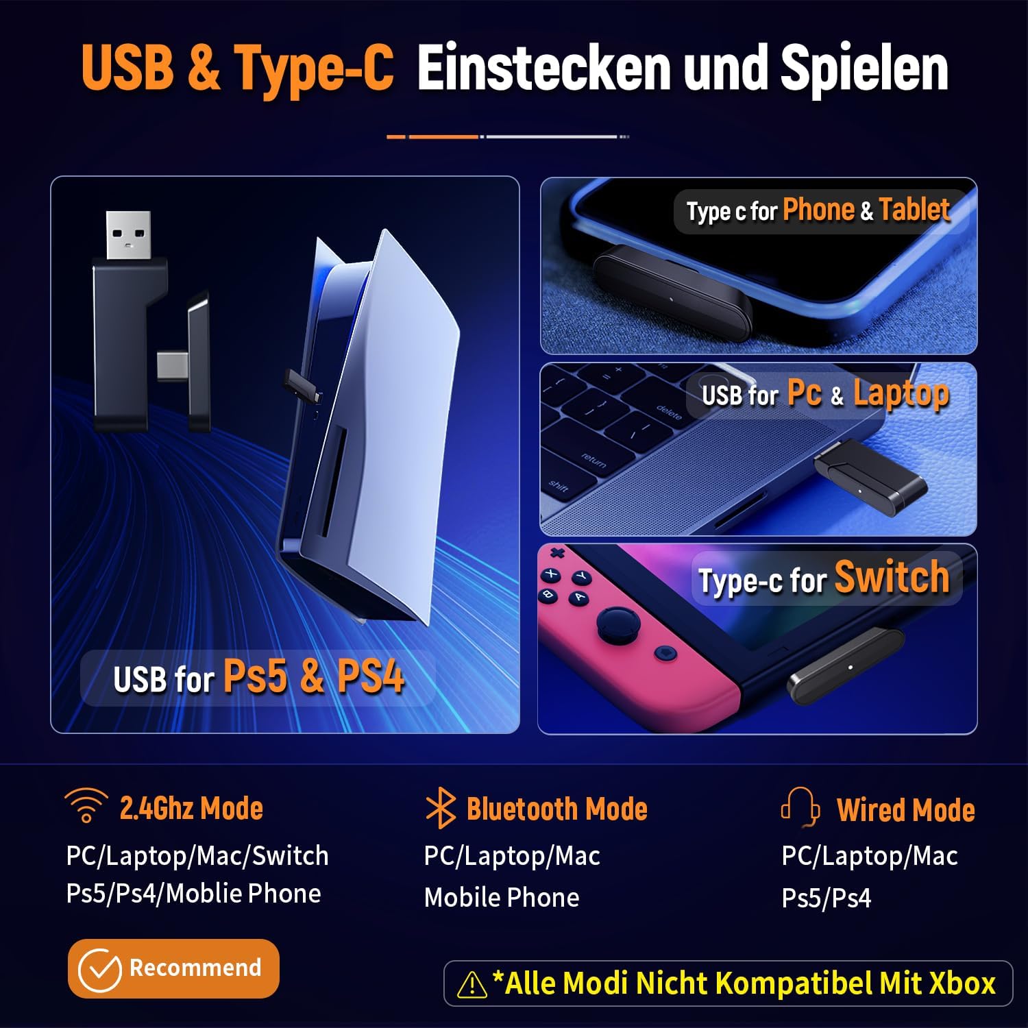 Detalle 2 de Ozeino OW810 Gaming-Headset 40 h Akku