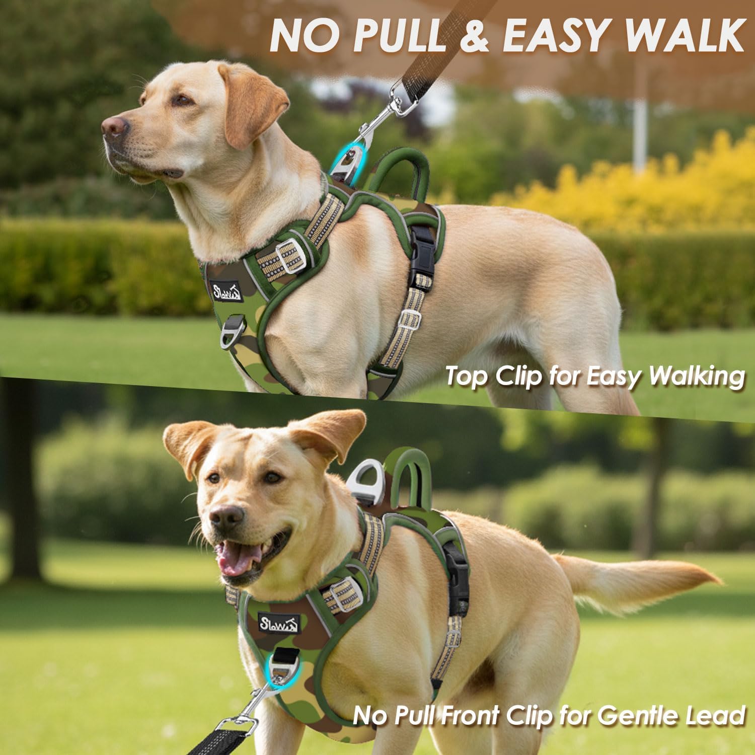 Detalle de Eyein Large Dog Anti Pull Harness with 2 Clips, Adjustable Heavy Duty Vest & Reflective Handle