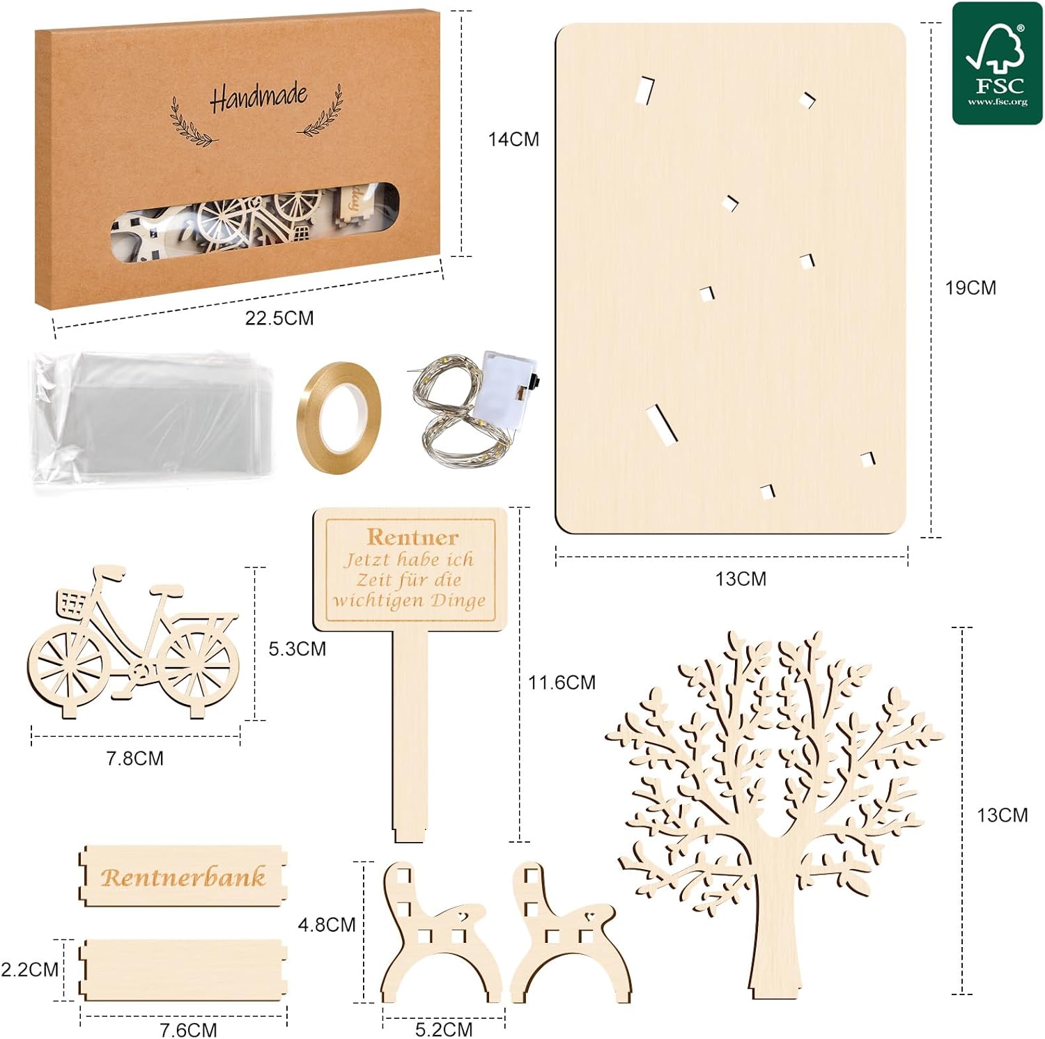 Thumbnail 1 de I LOVE MOM Ruhestand Geschenk – Holz-Gästebuch mit dreidimensionalen Bäumen und Sitzbank-Deko