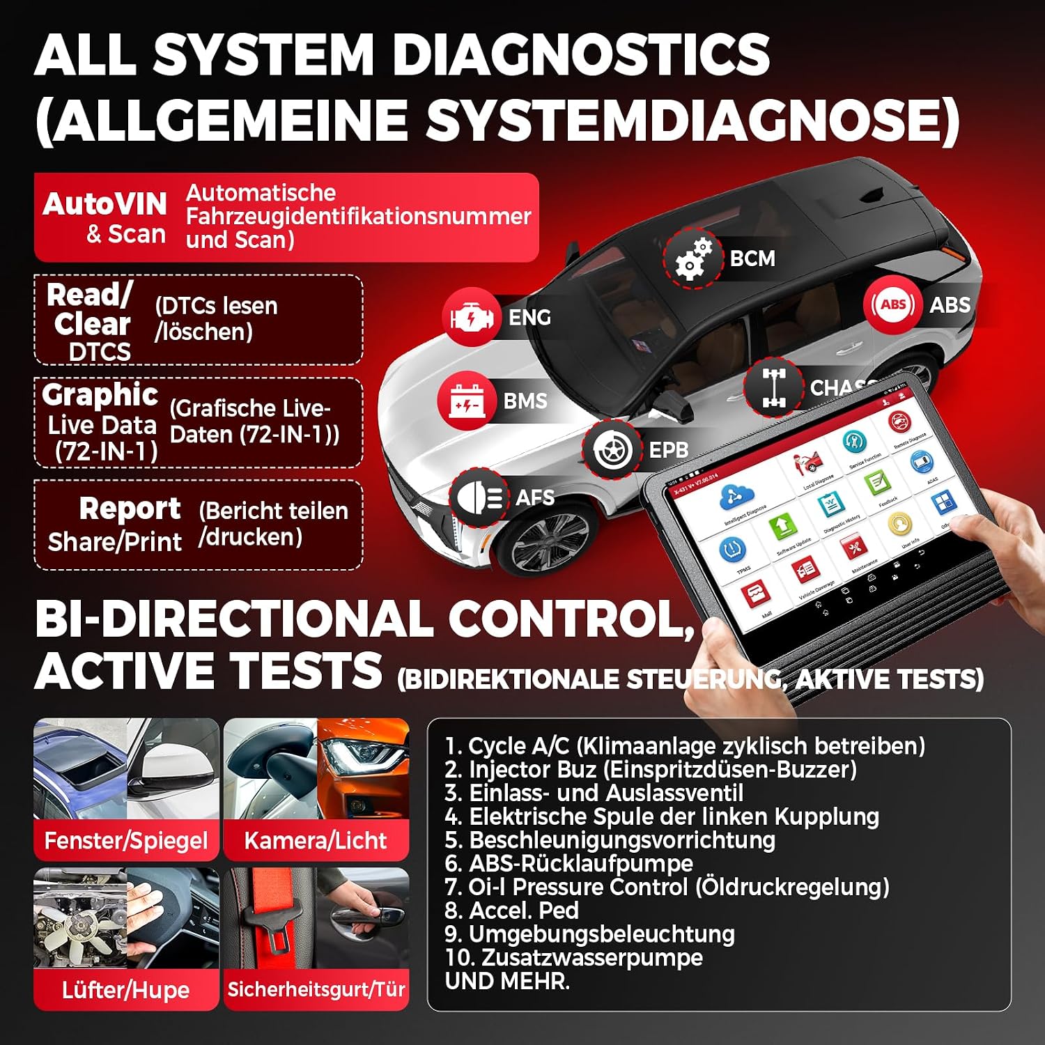 Detalle 2 de LAUNCH X431 V+ PRO 5.0 (LAUNCH X431 V+ 5.0) OBD2 Diagnosegerät mit ECU-Codierung und 55+ Wartungsservices