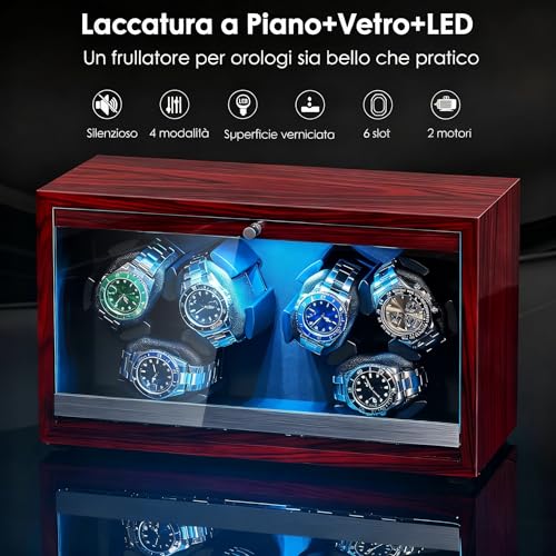 Detalle de ANWBROAD Avvolgitore per Orologi Automatici per 6 Orologi – silenzioso e stabile