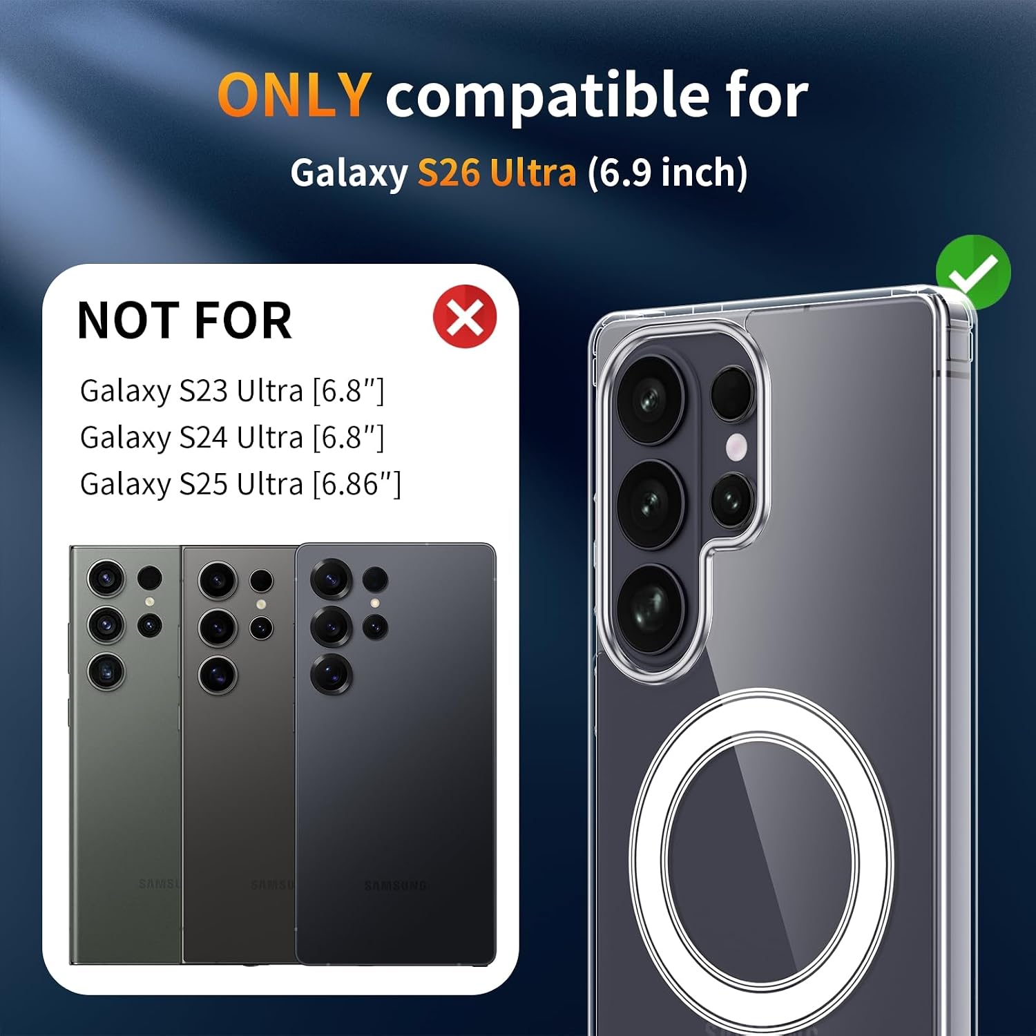 Detalle 2 de YNMEacc 5 in 1 Magnetic Case for Samsung Galaxy S26 Ultra – Slim TPU Case with 2 Screen Protectors & 2 Lens Protectors, MagSafe Compatible