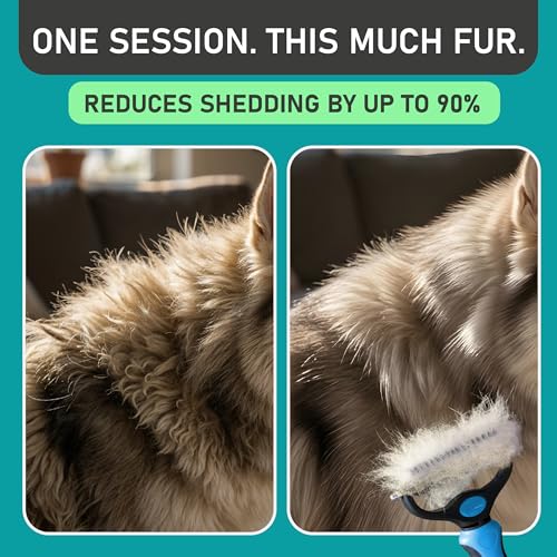 Detalle de Maxpower Planet Dog Grooming Rake: Dual-Sided Deshedding Undercoat Brush for Dogs & Cats