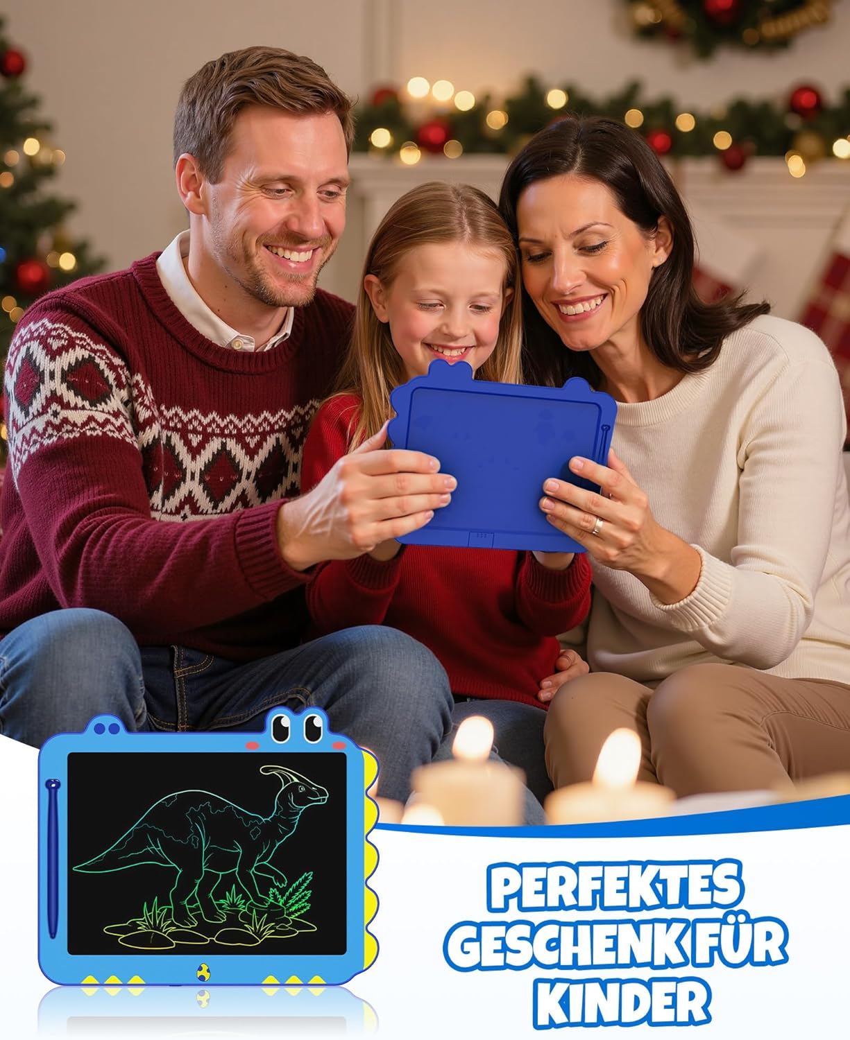 Detalle de ORSEN LCD Schreibtafel Dinosaurier Blau – 12 Zoll, ab 3 Jahren