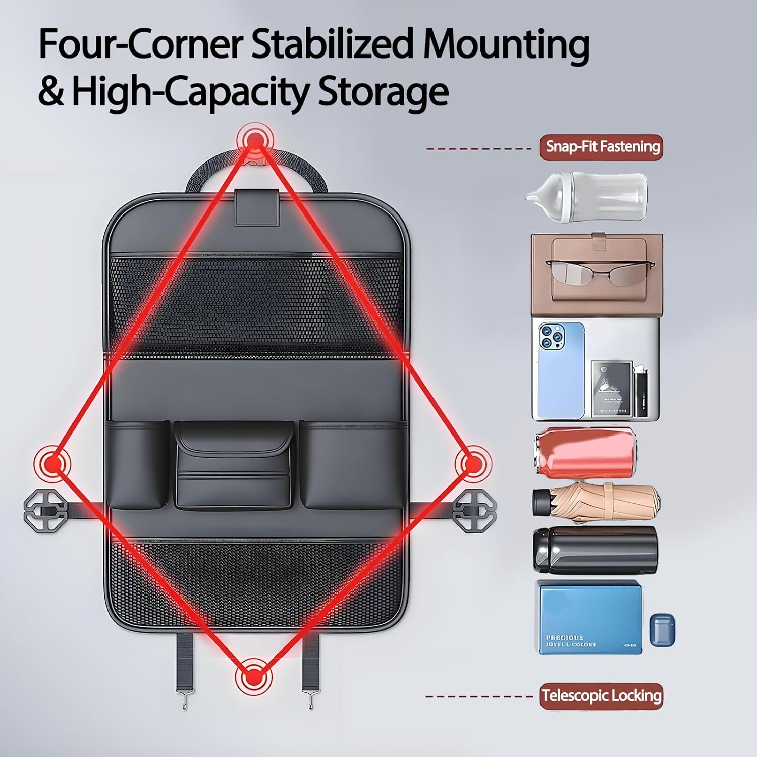 Thumbnail 3 de FASTAGEI 2 Pack Universal Foldable Car Backseat Organizer with Table Tray