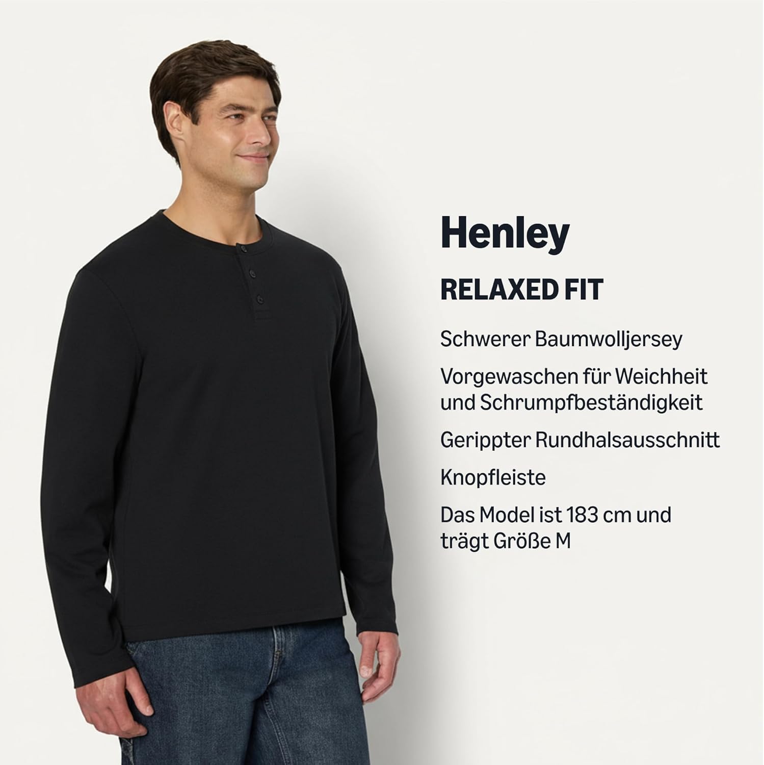 Thumbnail 3 de Herren Langärmeliges Henley-Shirt von Amazon Essentials (Relaxed Fit) aus schwerem Baumwolljersey