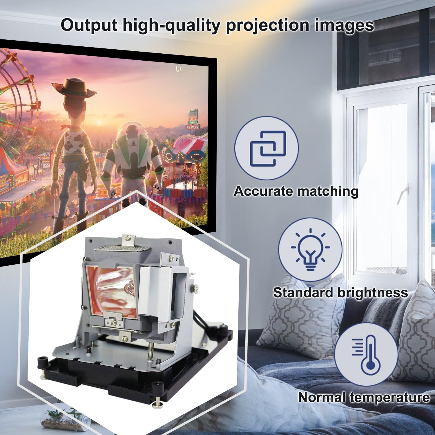 Thumbnail 2 de iReijomoi Replacement Lamp 5J.J8805.001 with Housing for BenQ MH740/SH915/SX912 projectors