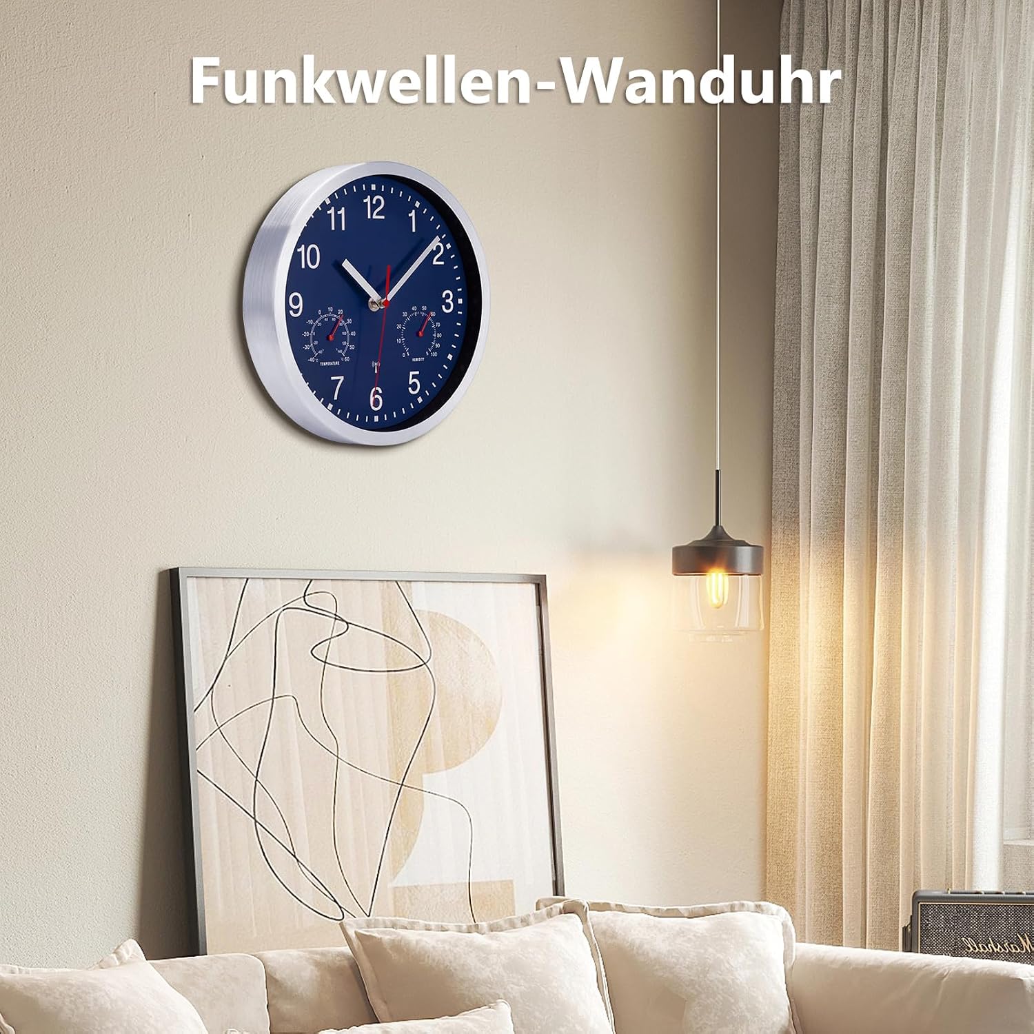 Thumbnail 4 de ACCSHINE 1027735 radiogestuurde wandklok 25 cm, stil en blauw