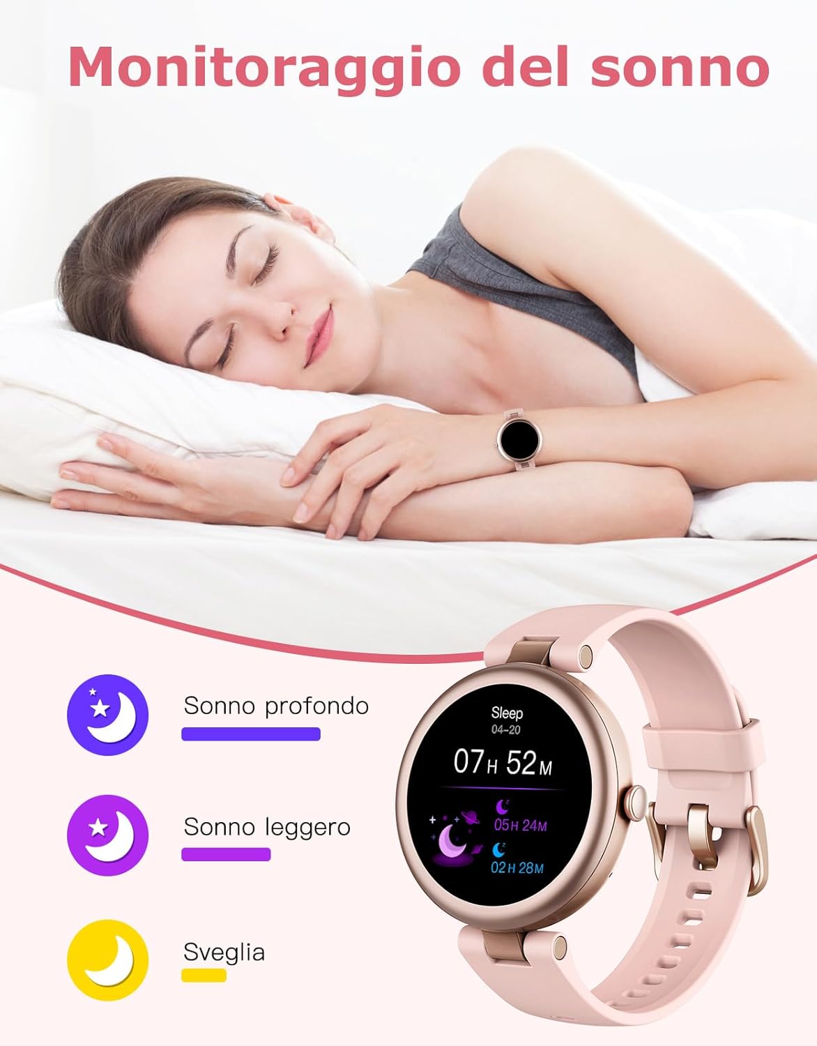 Detalle de SHANG WING Smartwatch Donna Piccolo: Orologio Rotondo con AMOLED 1.09” e 500 mAh