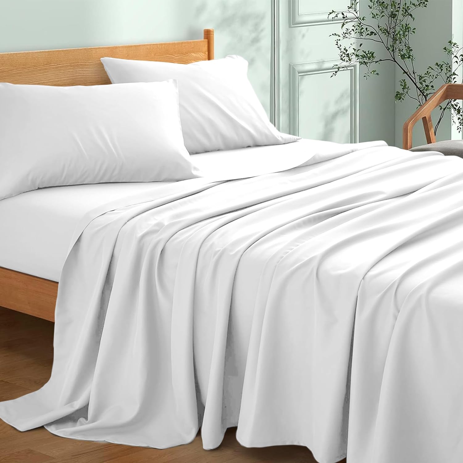Detalle de My Home Store Flat Sheet Double Size – 230 x 255 cm, 100% Egyptian Cotton, Hotel Quality