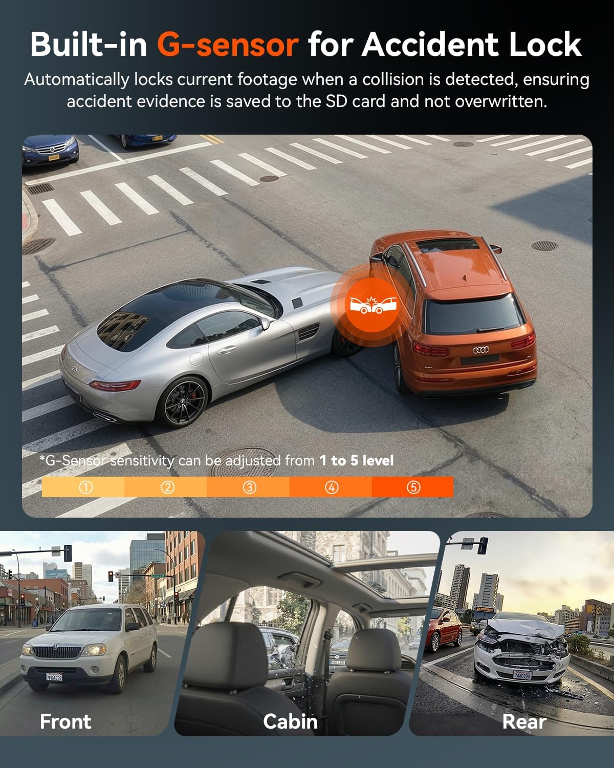 Thumbnail 6 de IIWEY 4K Dash Cam 3 Channel (C3 Pro) with STARVIS 2 Sensors, PlateTag AI, 5GHz Wi‑Fi, GPS, and Included 128GB Card