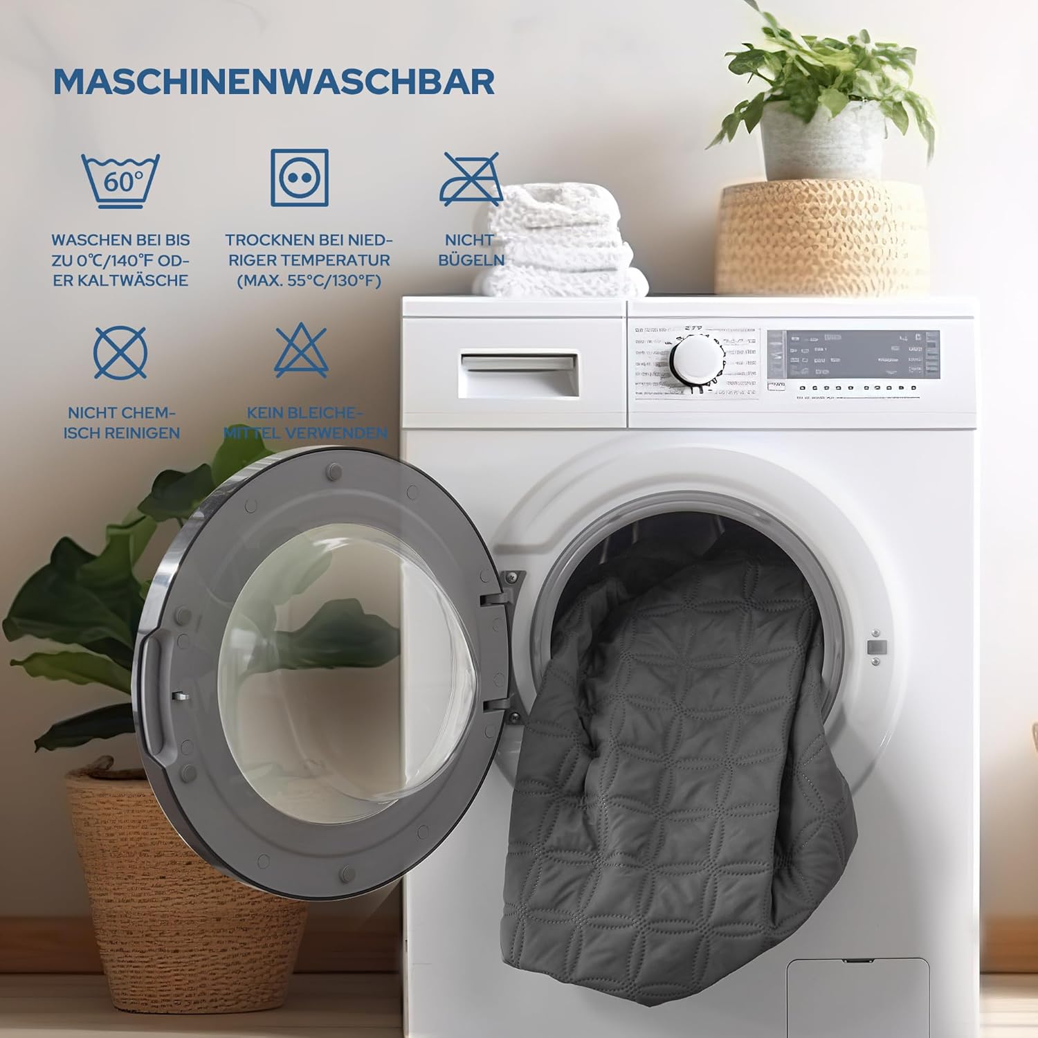 Detalle 2 de BEDLORE Matratzenschoner 135 x 190 cm – wasserdichte, geräuscharme Matratzenauflage mit 360° Tasche (Grau)
