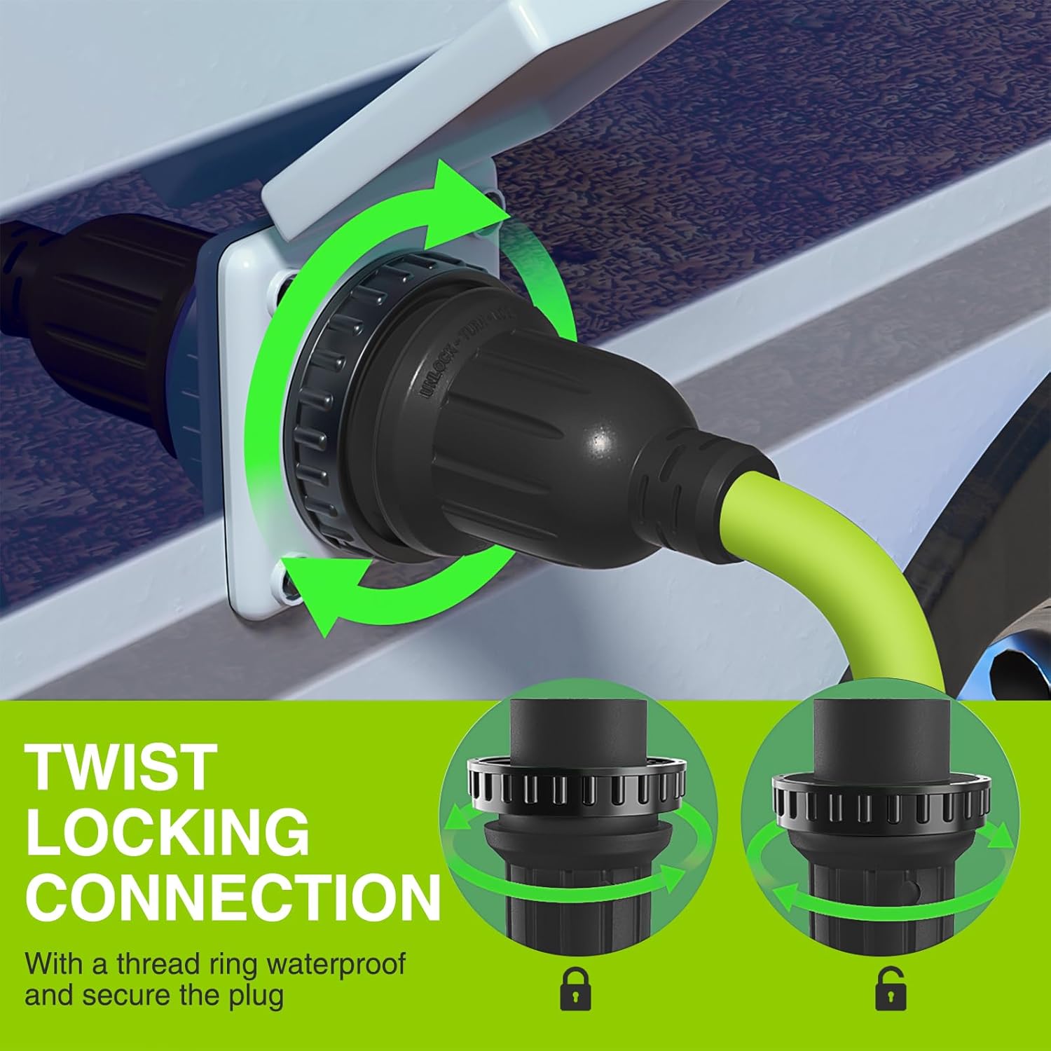 Thumbnail 2 de Nilight 50FT 30 Amp RV Locking Extension Cord (10/3 Pure Copper) — TT-30P to L5-30R, Weatherproof