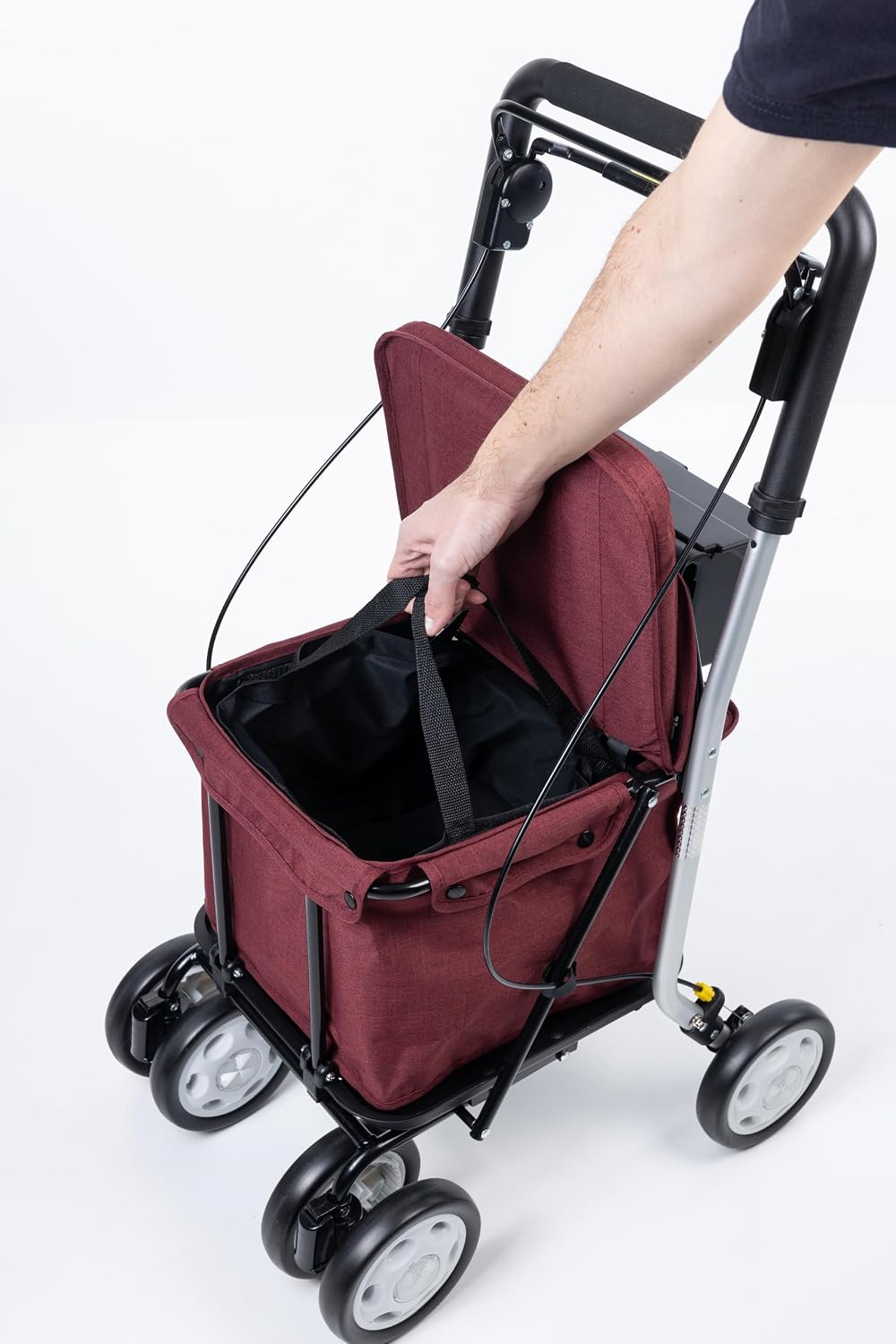 Detalle de Carlett Comfort Move – wózek zakupowy, siedzisko, torba 29 l, udźwig 15 kg