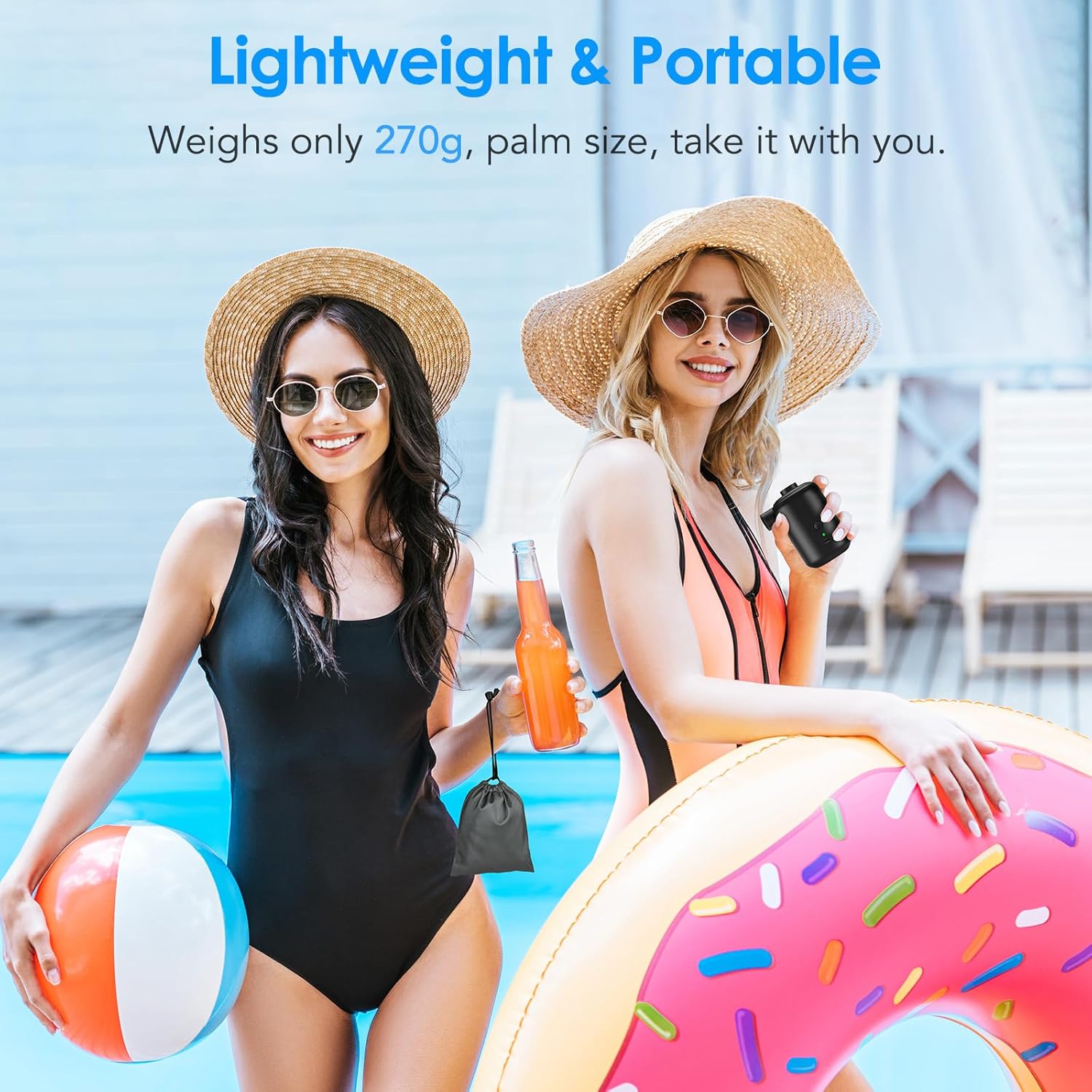 Thumbnail 6 de Pompa elettrica portatile 2 in 1 per materassi e gonfiabili con 4 ugelli (gonfia e sgonfia)