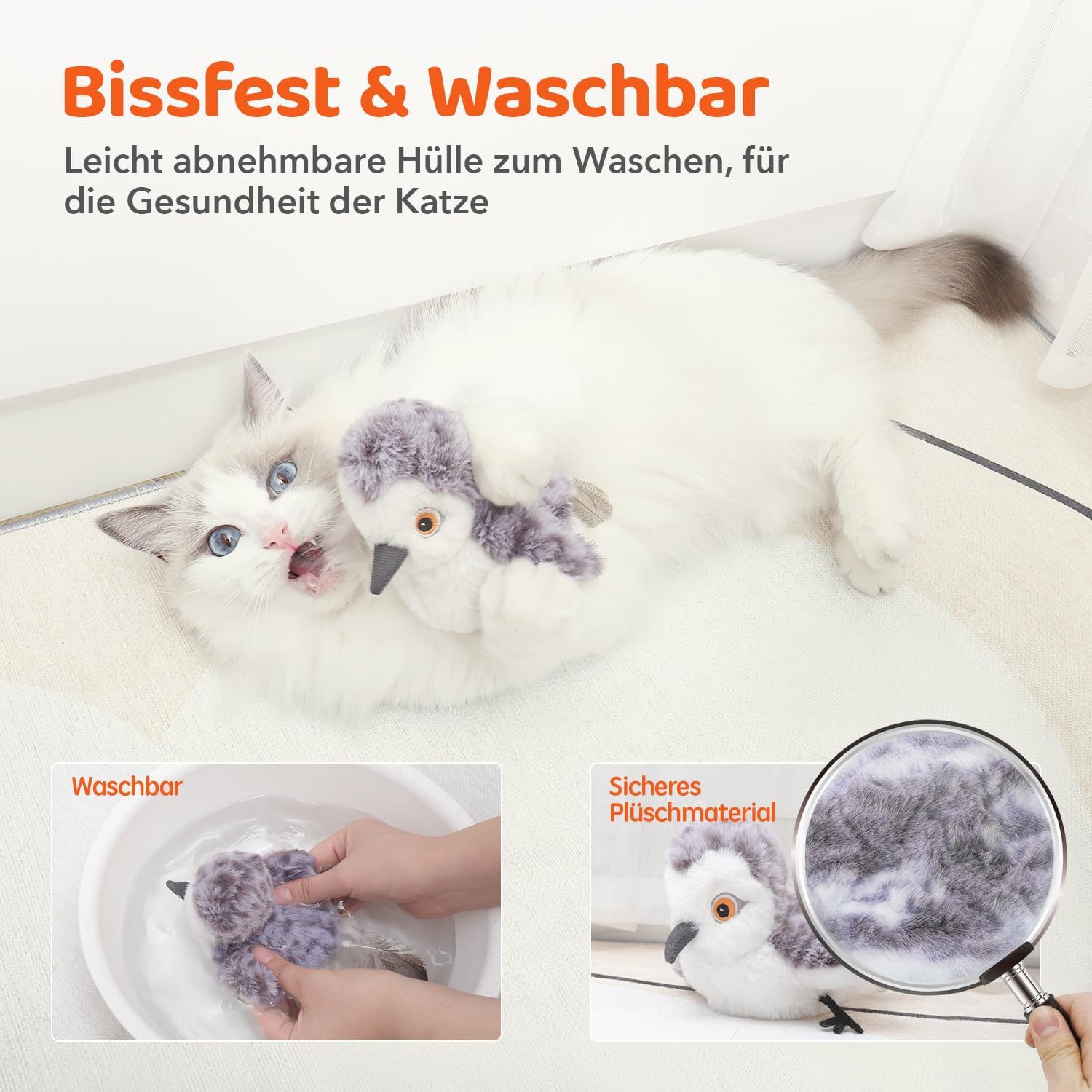 Detalle 2 de Potaroma Katzenspielzeug Flatternder Vogel 10,2 cm