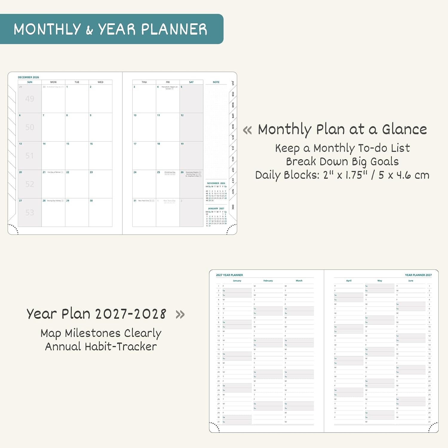 Thumbnail 3 de BEZEND BZ-P280C01L-27-MG 2027 Weekly and Monthly Planner, 8.5 x 11