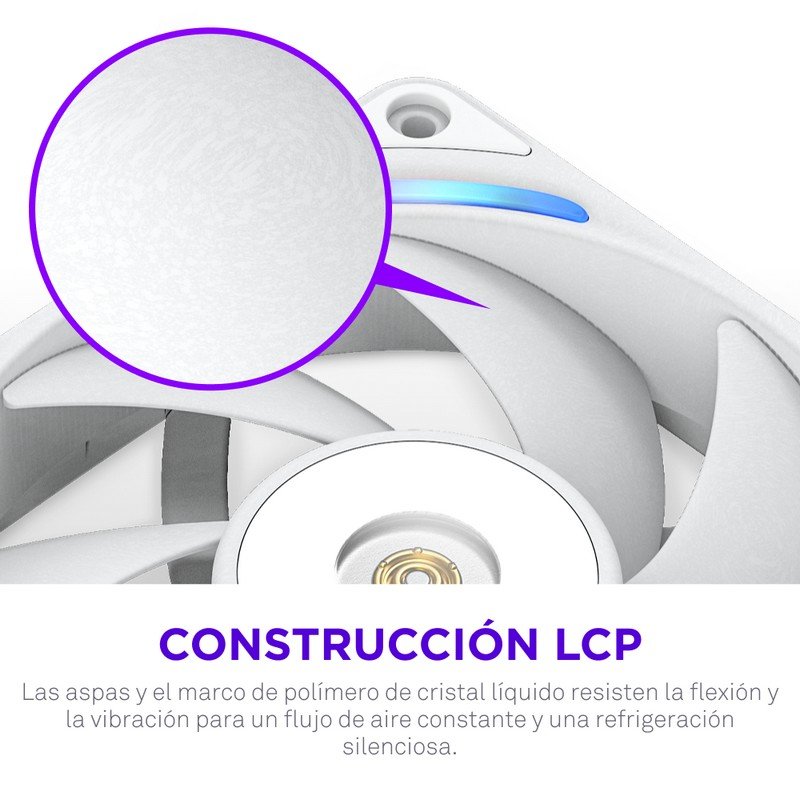 Detalle de NZXT F240X: Ventilador suplementario de 240 mm con RGB blanco para PC de alto rendimiento