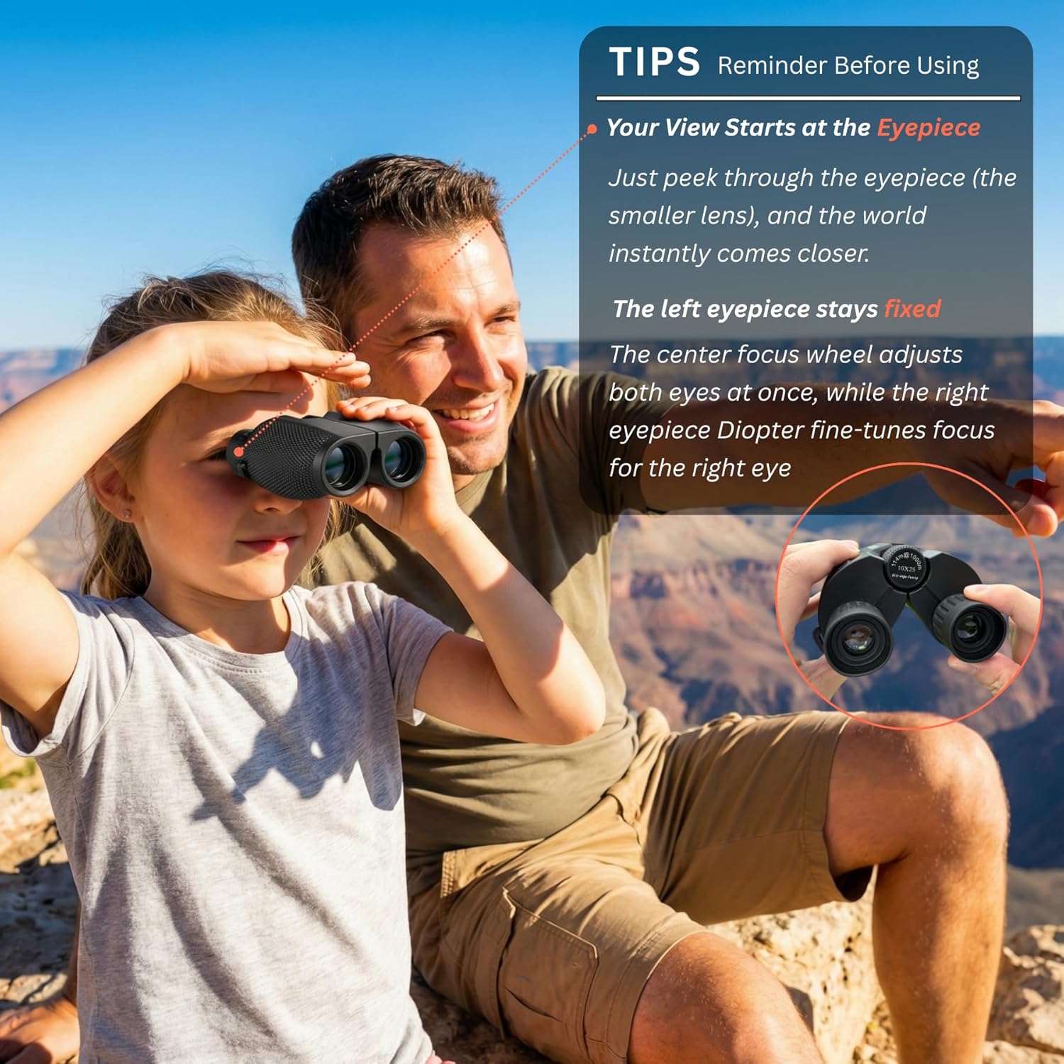 Thumbnail 6 de Hontry 10x25 Compact Binoculars for Adults and Kids (10x magnification, Bak-4 prisms)