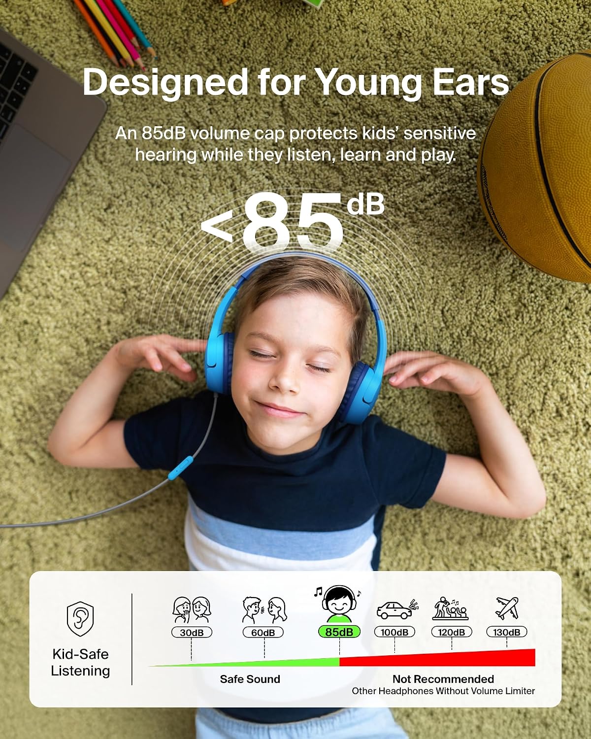 Thumbnail 1 de Belkin SoundForm Mini Kids Headphones 85dB