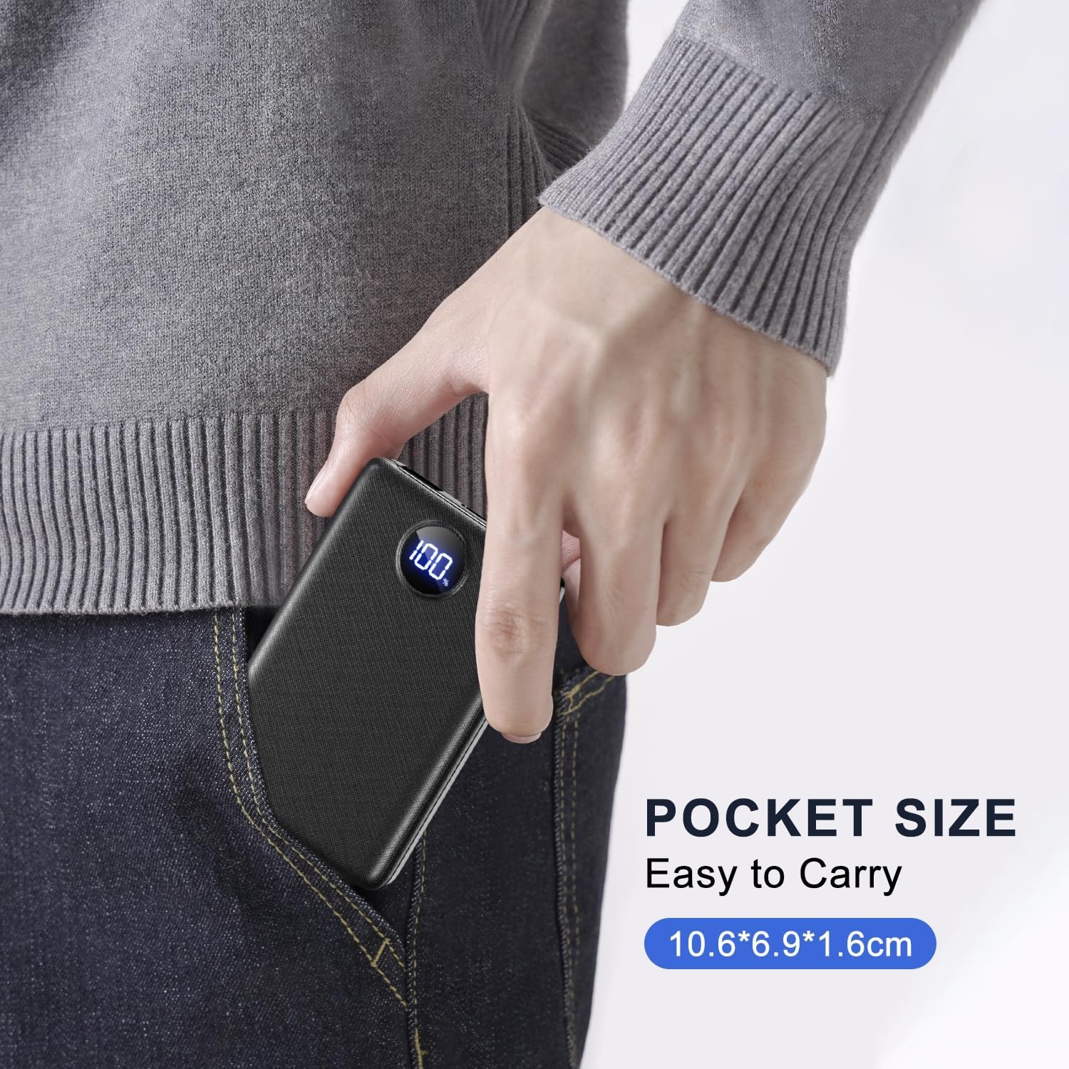 Detalle de Power Bank 10000mAh 22.5W Fast Charging with LED Display – Portable USB-C PD/QC Power Pack