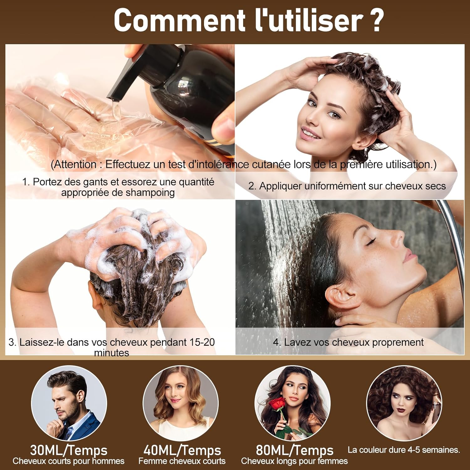 Thumbnail 5 de Shampoing Colorant MINYSIC Chatain Foncé 3 en 1 – 500 ml