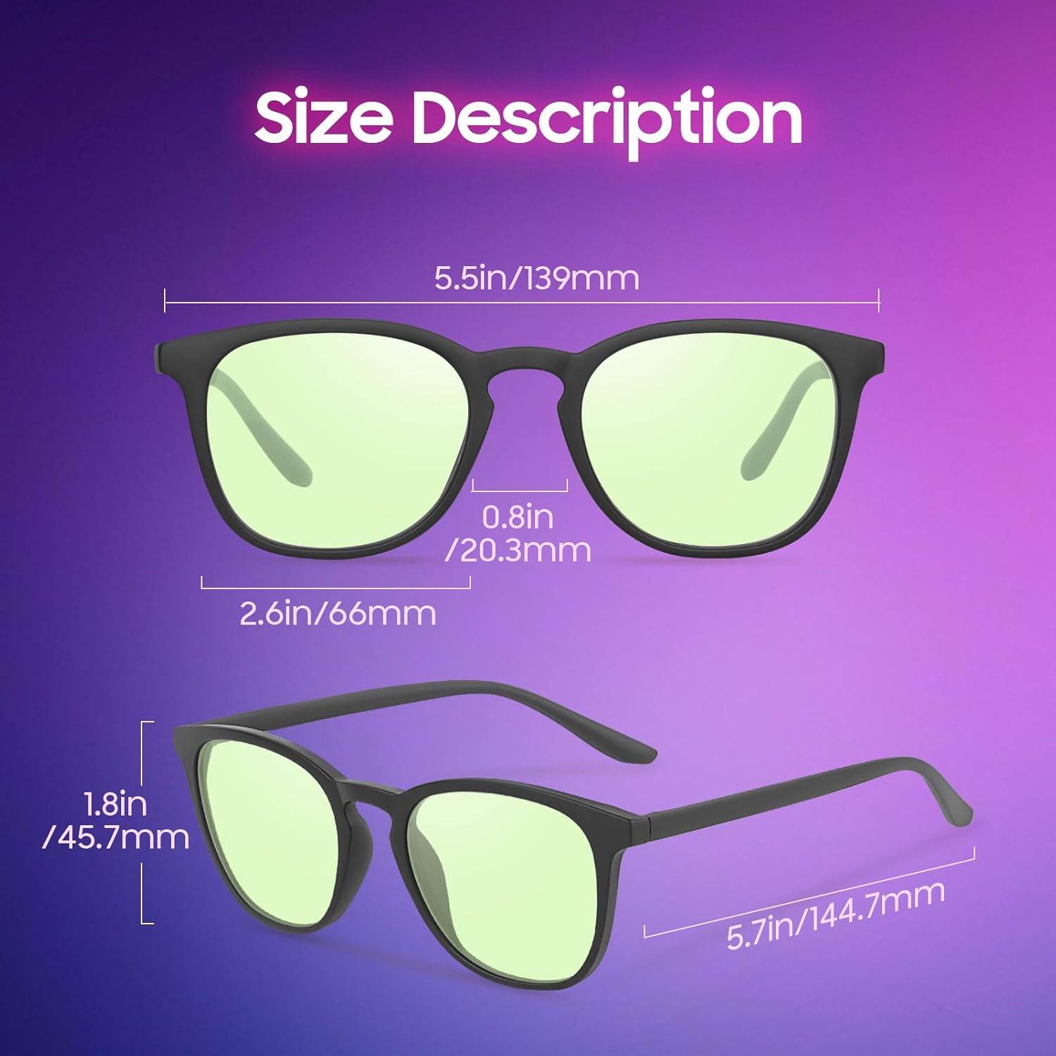 Thumbnail 3 de Ymmott Blaulichtfilter Brille ohne Sehstärke – Anti-Blaulicht Gaming Brille, UV400, für Damen & Herren