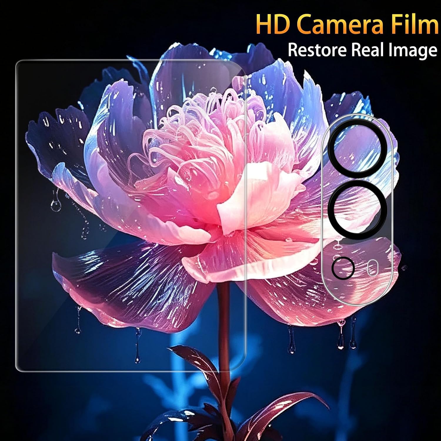 Detalle de SiHPuoy iPhone Duo Screen Protector, 9H+ Tempered Glass, Camera Lens Covers