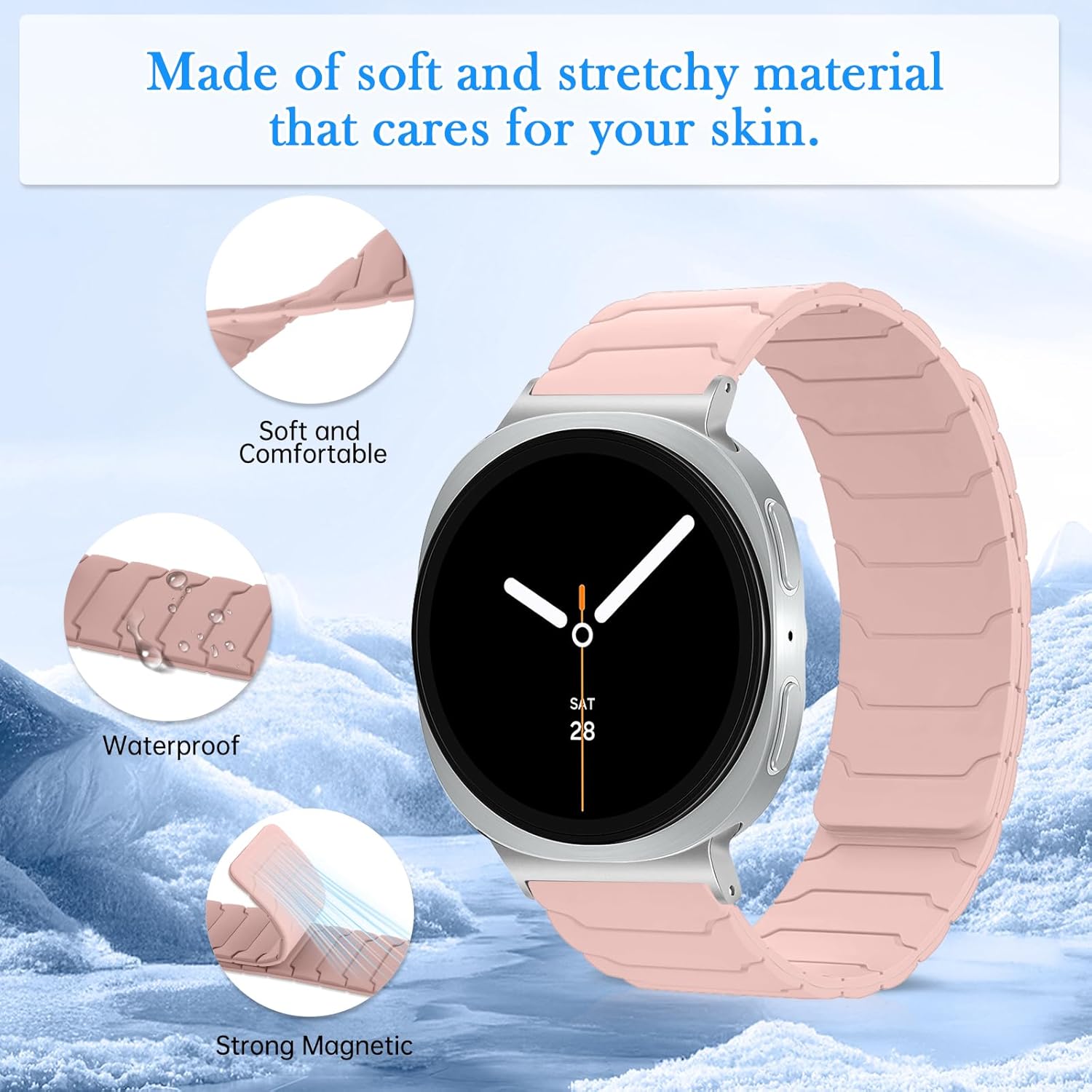 Thumbnail 1 de CiimWaa Magnet-Armband für Samsung Galaxy Watch 8 (40/44 mm) & 8 Classic (46 mm) in Rosa