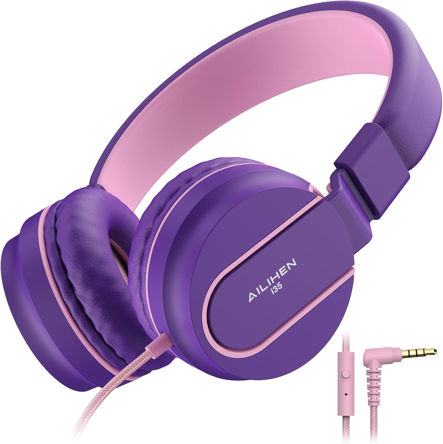 Detalle de Kids Headphones: Wired On-Ear with 93dB Volume Limiter, Foldable & Lightweight