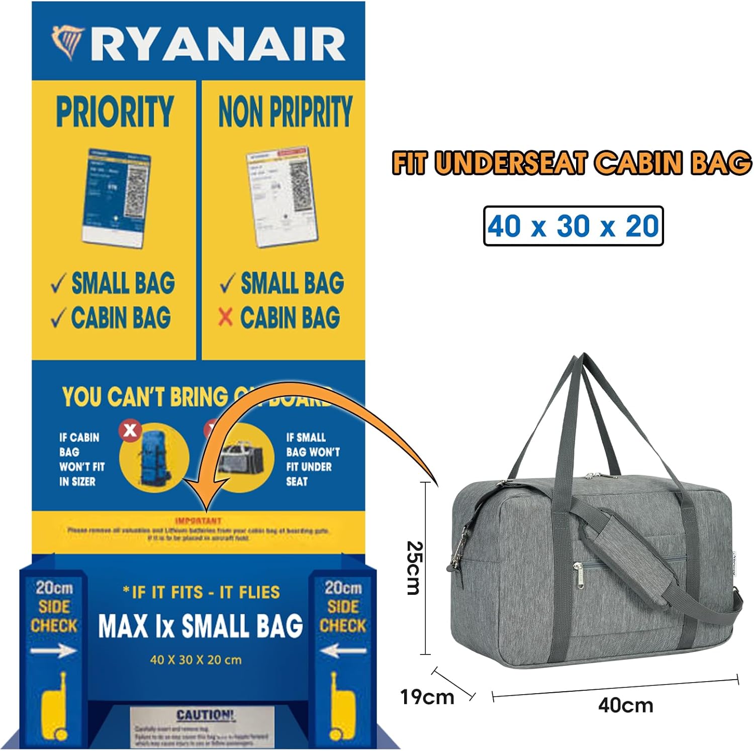 Thumbnail 1 de Narwey T3203 20L Ryanair underseat bag