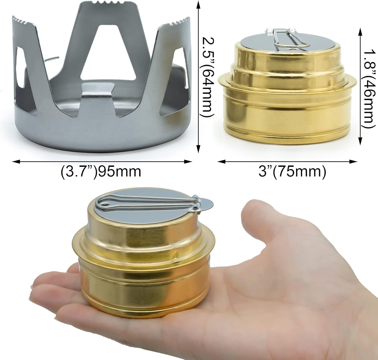 Thumbnail 2 de Famgee Portable Mini Alcohol Stove: Lightweight Brass Spirit Stove with Aluminium Windscreen Base
