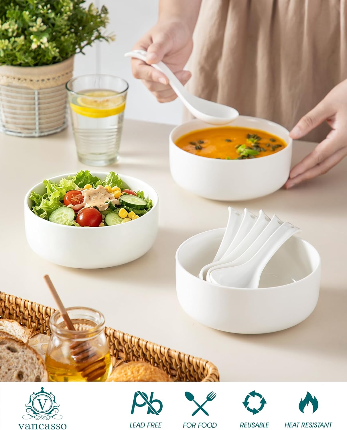 Thumbnail 2 de vancasso Ceramic Soup Spoons, 6.5-Inch