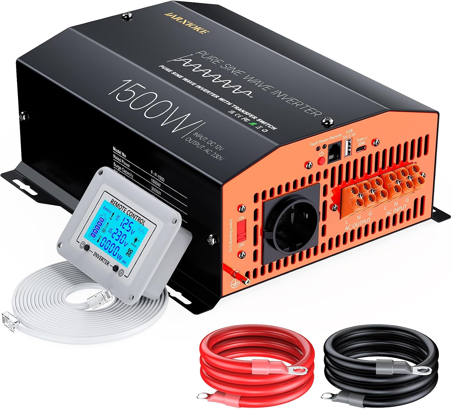 Thumbnail 6 de Convertisseur 12V → 230V Pur Sinus 600W with LCD — Transformateur pour Voiture, Camping et Bateaux