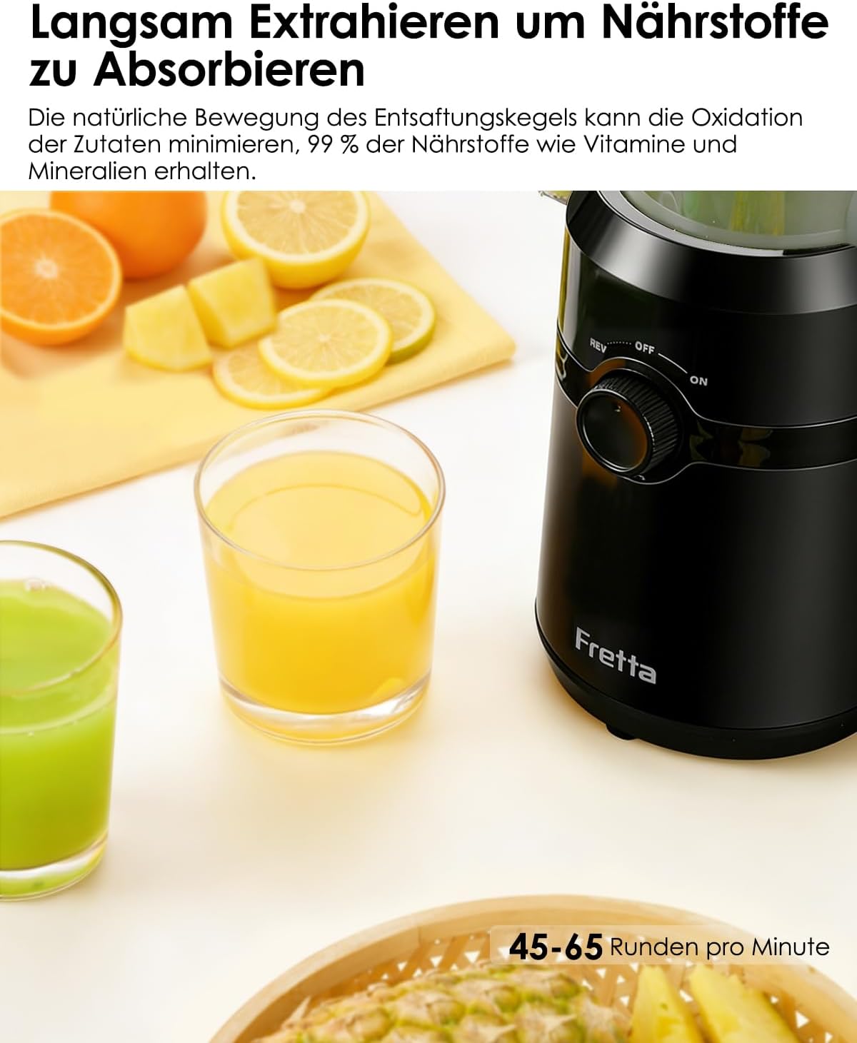 Thumbnail 3 de Fretta Entsafter Slow Juicer mit 108-mm-Einfüllöffnung, 200W und BPA-freiem Tritan-Material