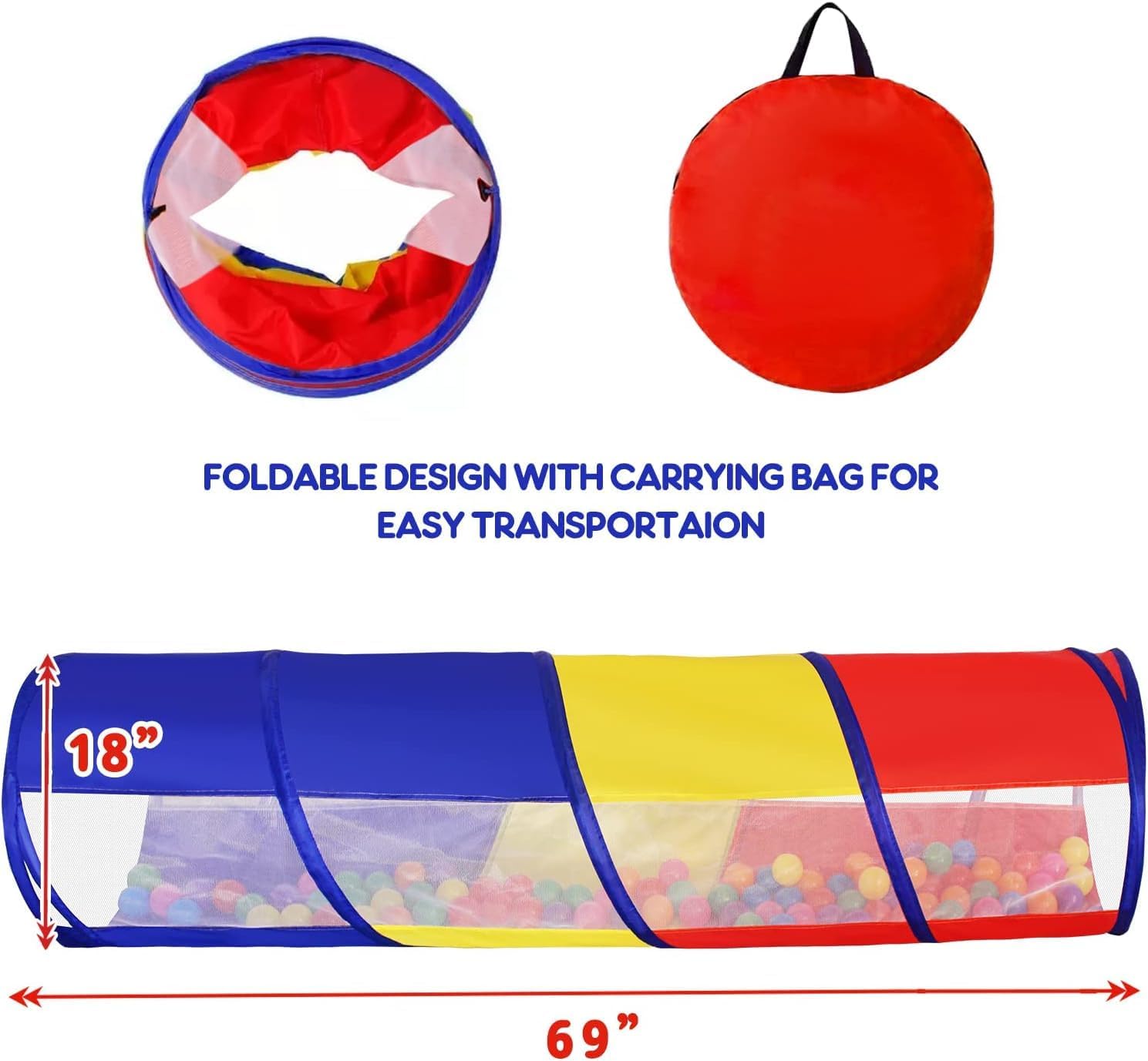 Thumbnail 6 de Kids Play Tunnel Pop-Up Crawl 1.5m for Toddlers