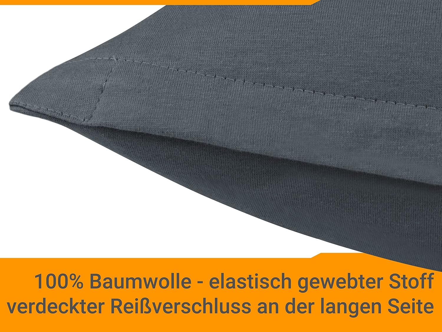 Detalle de npluseins Lot de 2 Housse de Coussin pour traversin 40x145 cm en Coton Jersey – Anthracite