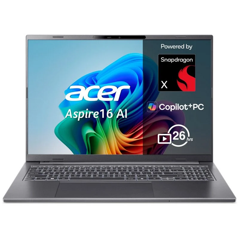 Detalle de Acer Aspire 16 AI A16-11M: Portátil 16" con Snapdragon X1-26100 y pantalla 120 Hz