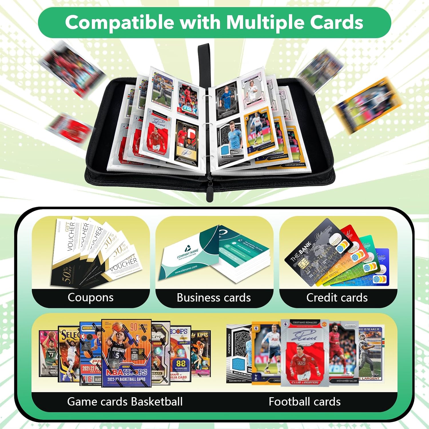 Thumbnail 6 de TAOPE Football Card Album: 400-pocket Binder with 50 Pages, PU Leather, 3‑Ring Compact Card Holder