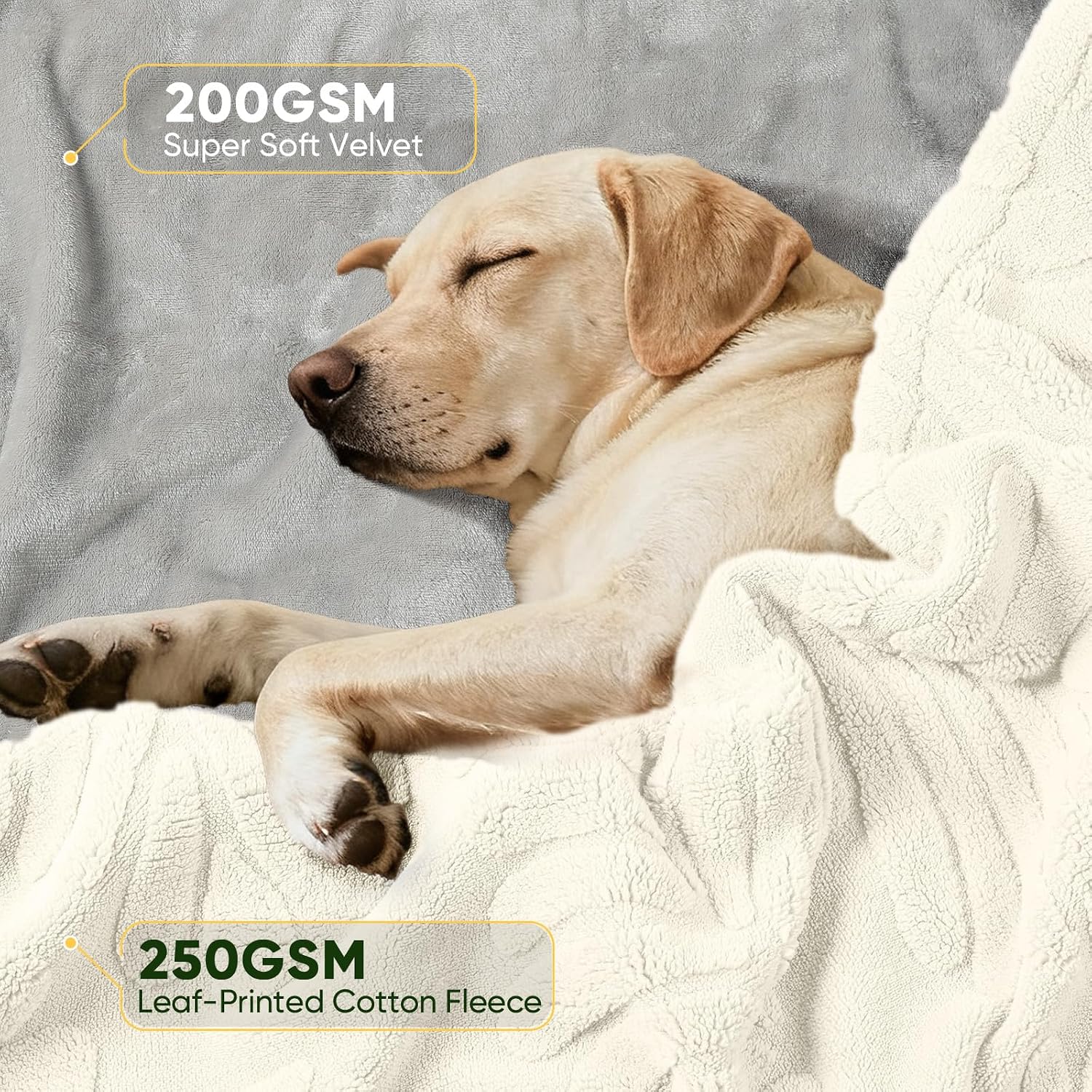 Thumbnail 1 de Baodan wasserdichte Hundedecke 100x120 cm – waschbare Fleece-Deck für Bett, Couch & Sofa, Beige