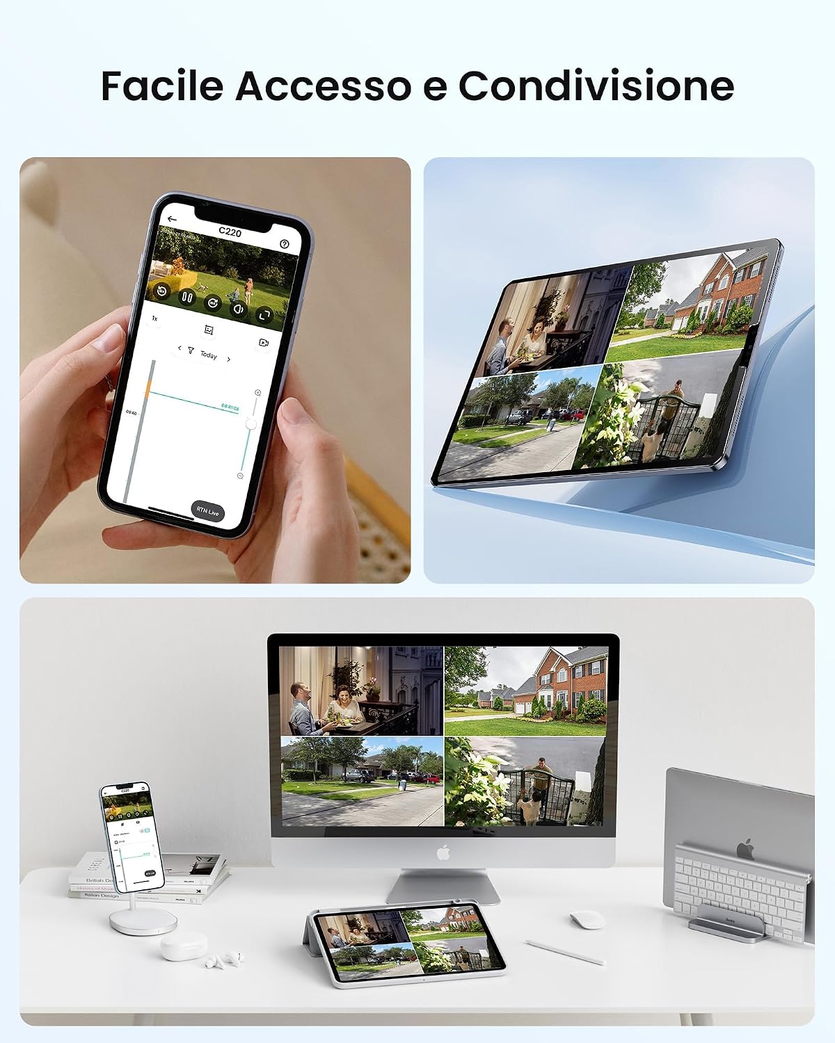 Detalle 2 de ZOSI Set telecamere di sorveglianza PoE 4K per esterni C220 — 4 camere IP 8 MP, audio 2 vie, NVR 8CH senza HDD