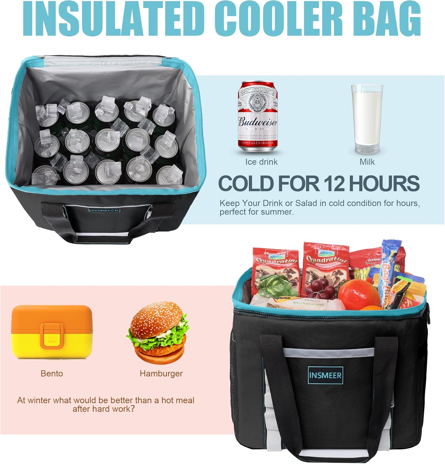 Thumbnail 2 de INSMEER Small Cool Bag 65 Can: Foldable Soft Cooler for Beach, Picnic and Travel