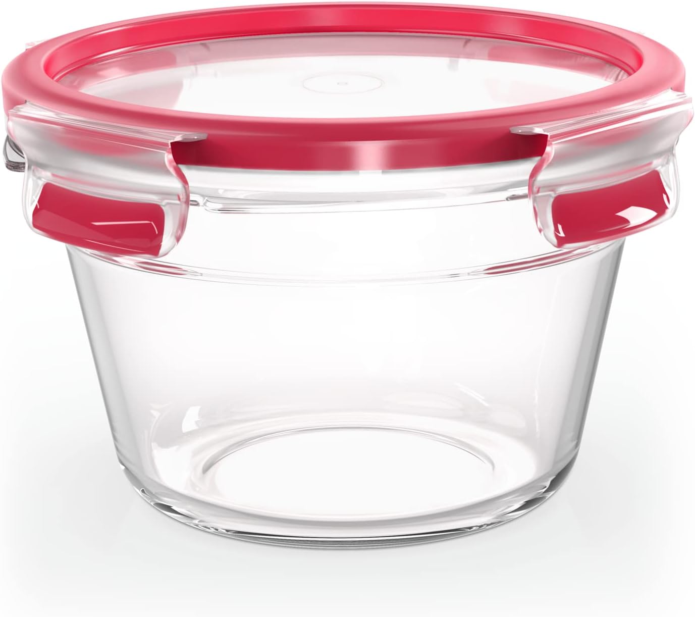 Detalle de EMSA Clip & Close Glas Frischhaltedose rund 0,9 L – 100% dicht, ofenfest bis 420 °C (ohne Deckel), rutschfest stapelbar