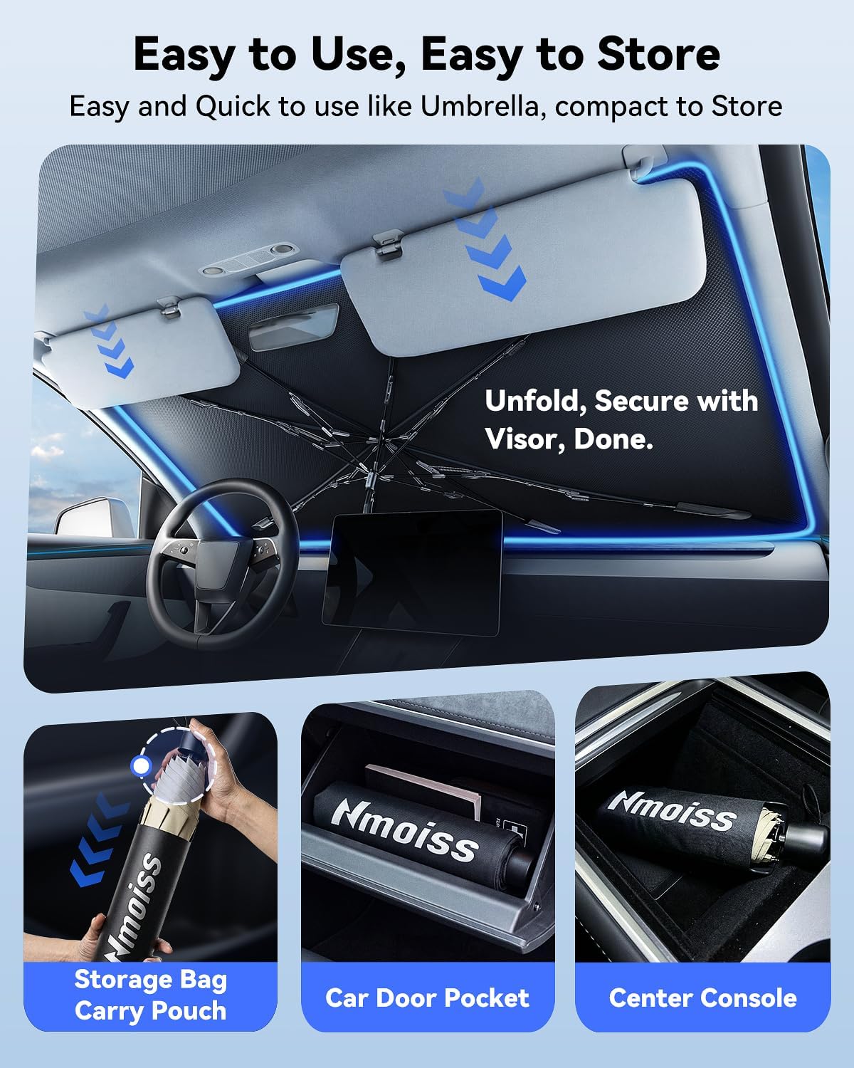 Detalle 2 de Upgraded Nmoiss Windshield Sun Shade Umbrella
