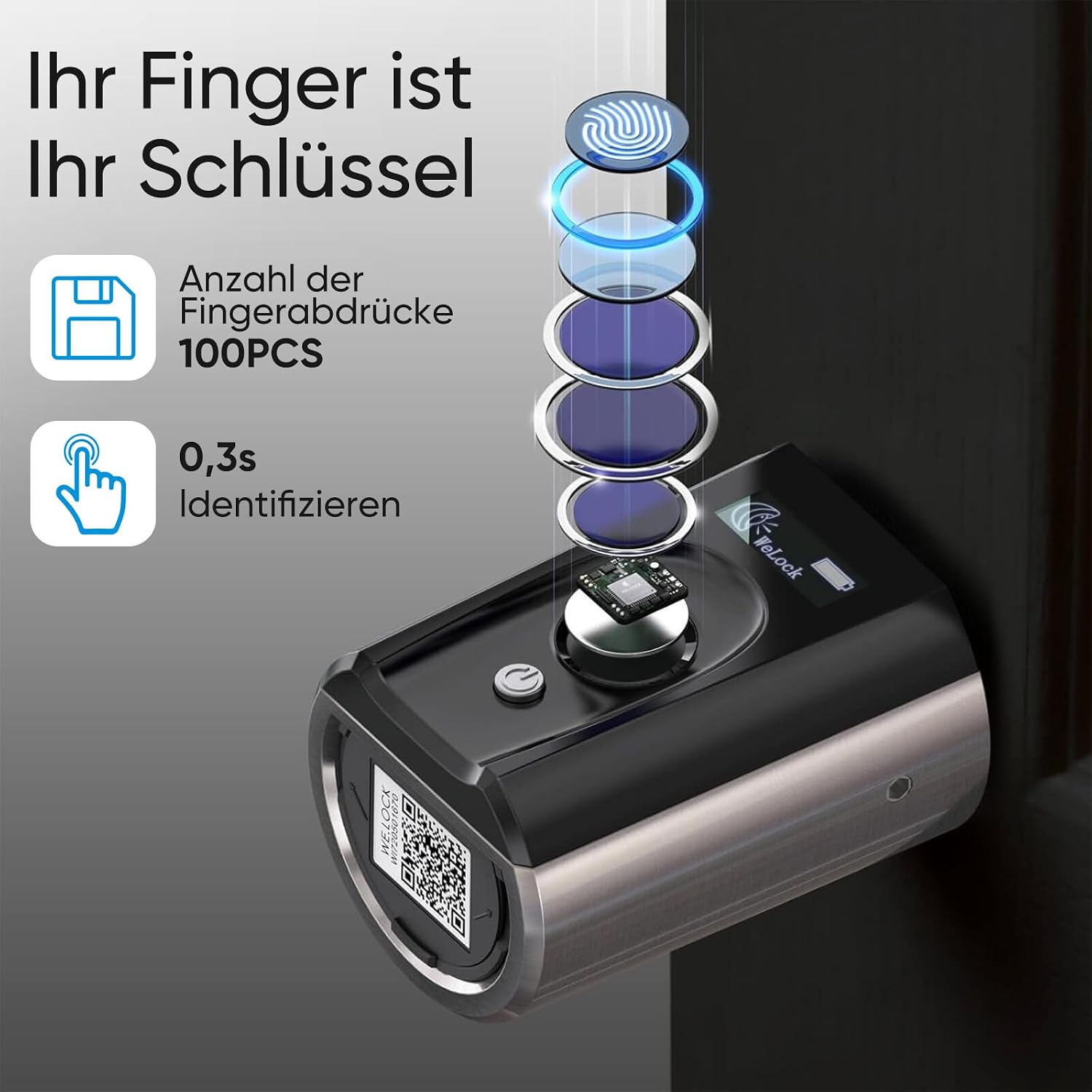 Detalle 2 de WELOCK Touch41 TĂŒrschloss Fingerabdruck 100 đ