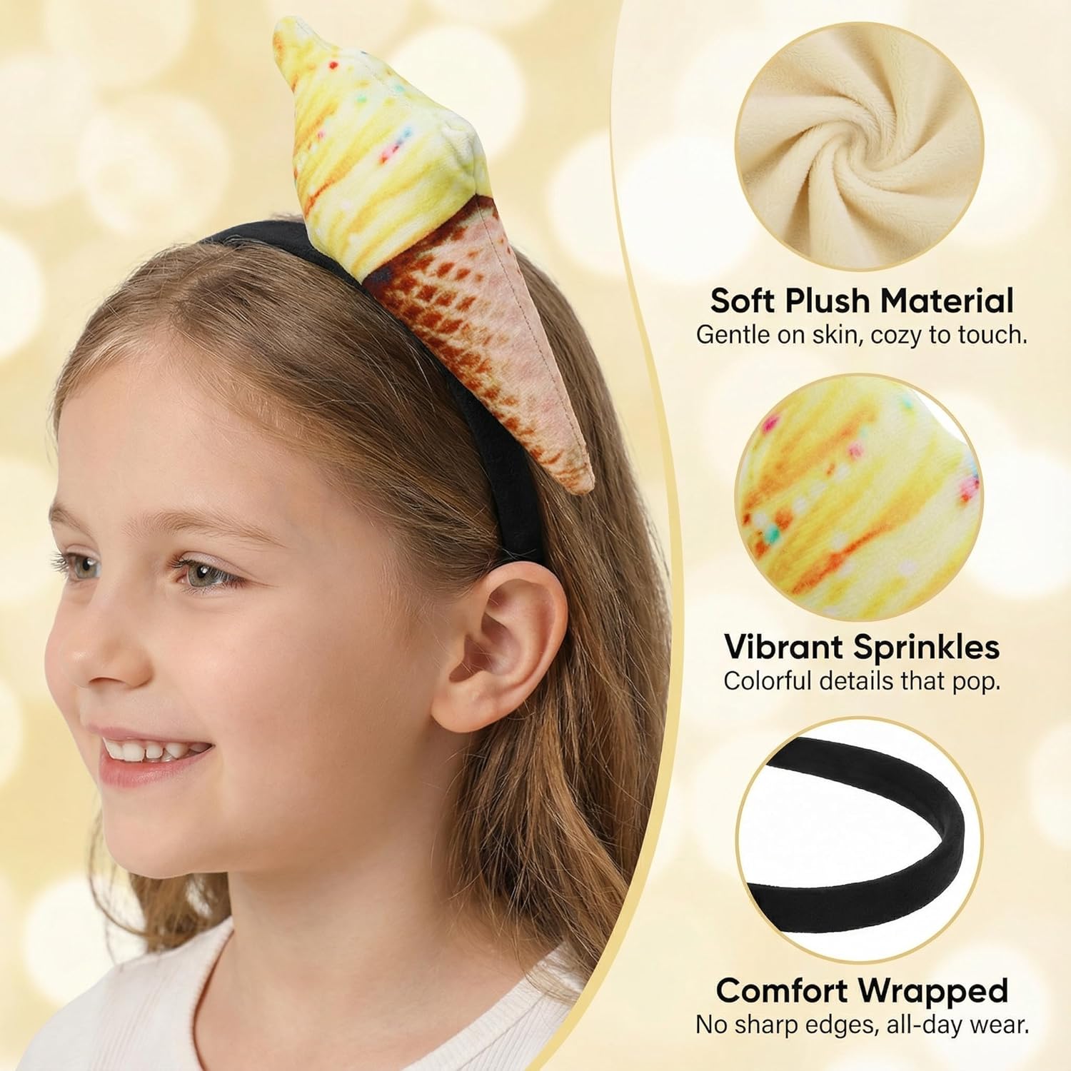 Thumbnail 6 de Beavorty bandeau en forme de cornet de glace en tissu doux, accessoire de fête (unisex)